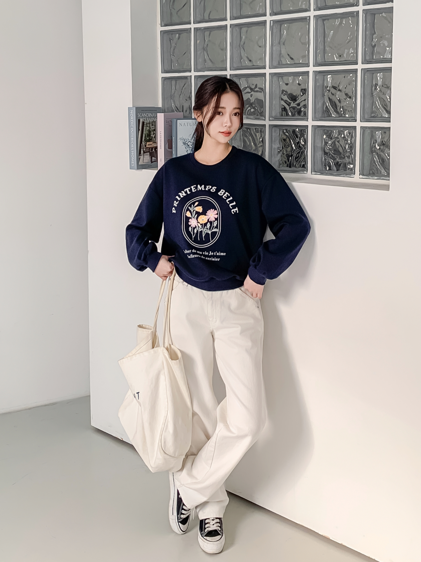 ラウンドネックオーバーサイズ長袖レタリングプリントスウェット | 詳細画像25