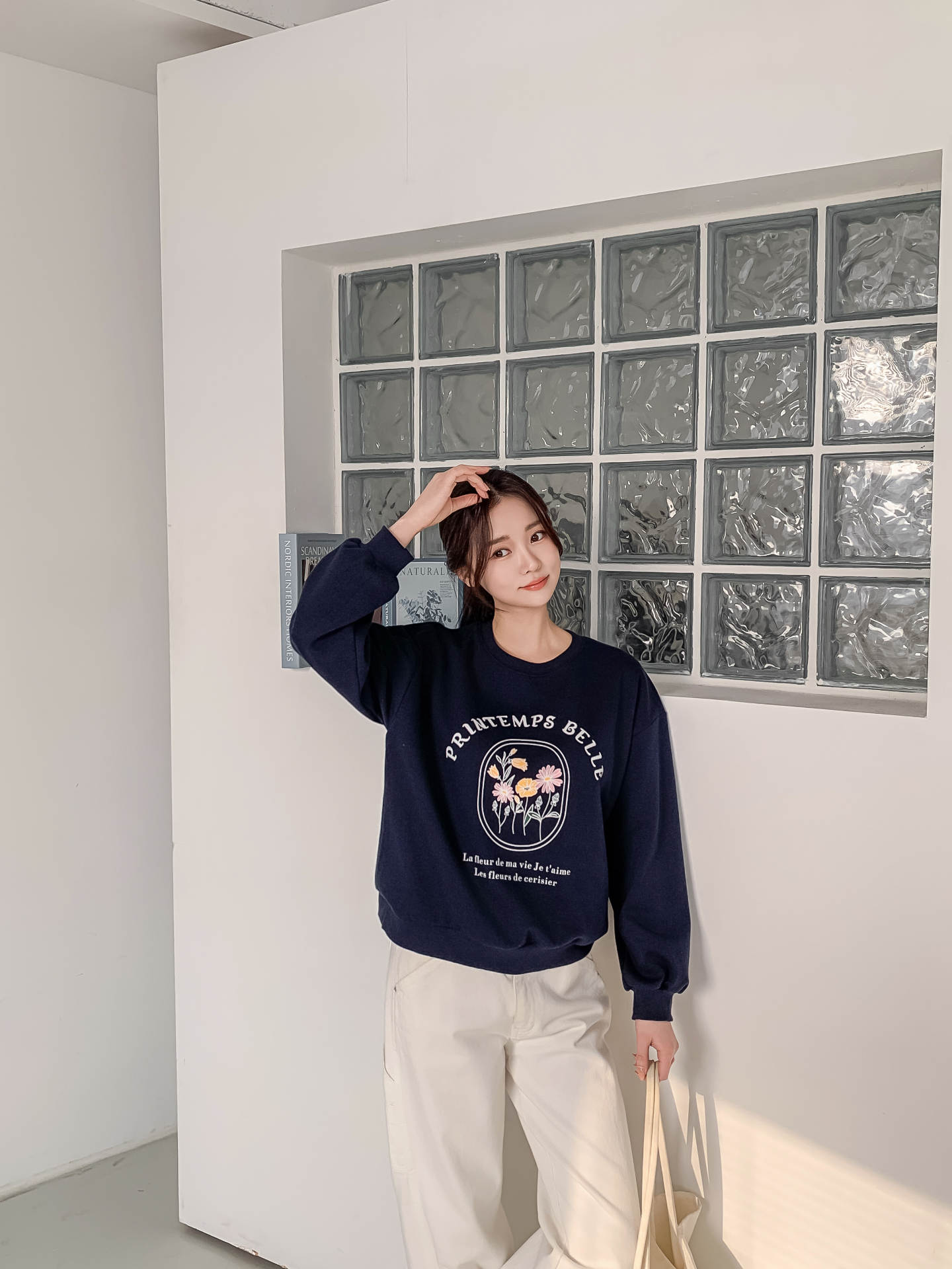 ラウンドネックオーバーサイズ長袖レタリングプリントスウェット | 詳細画像26