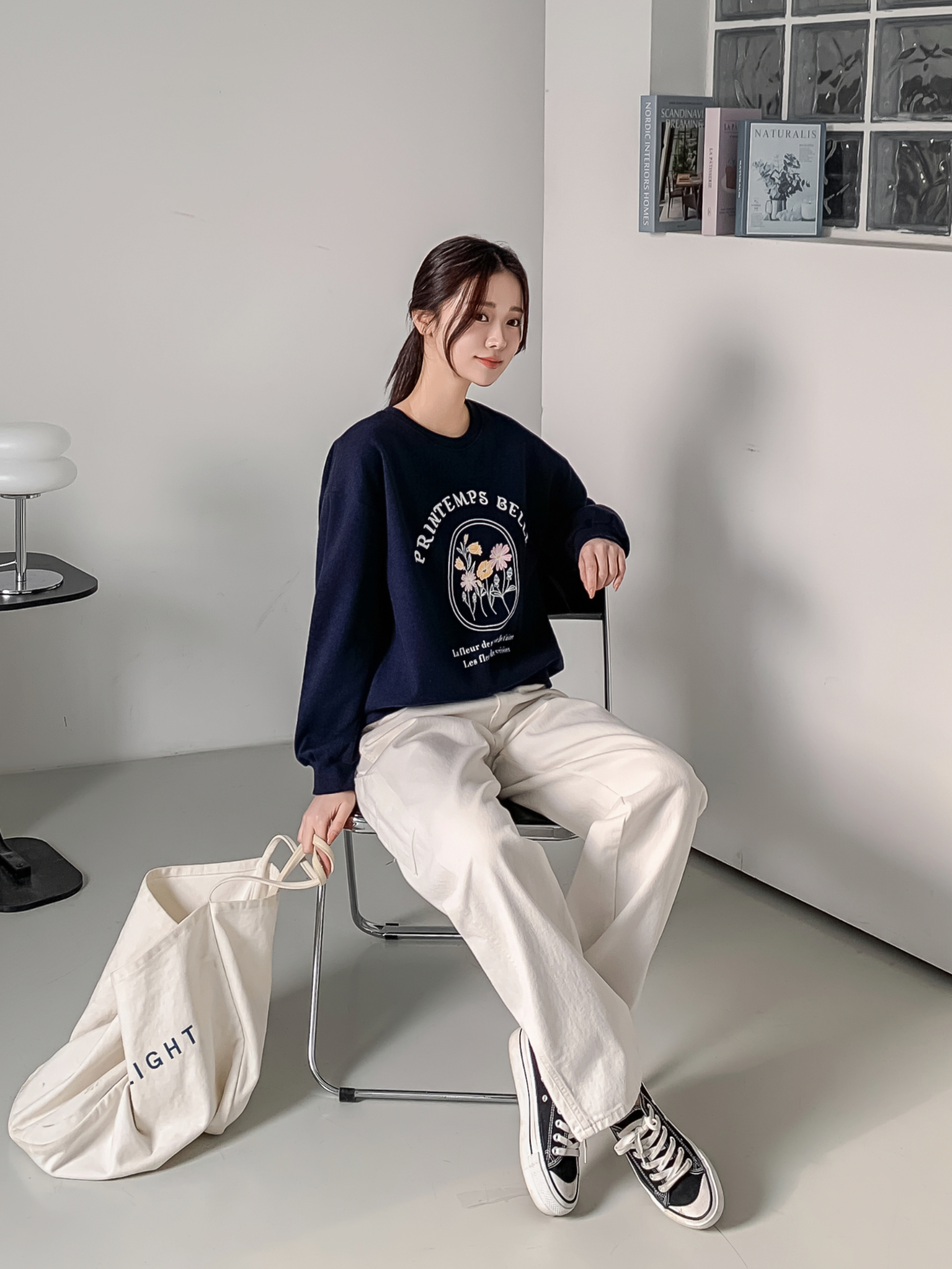 ラウンドネックオーバーサイズ長袖レタリングプリントスウェット | 詳細画像27