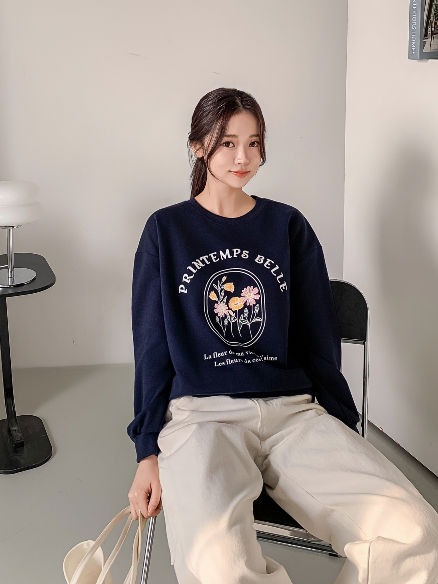 ラウンドネックオーバーサイズ長袖レタリングプリントスウェット | 詳細画像29