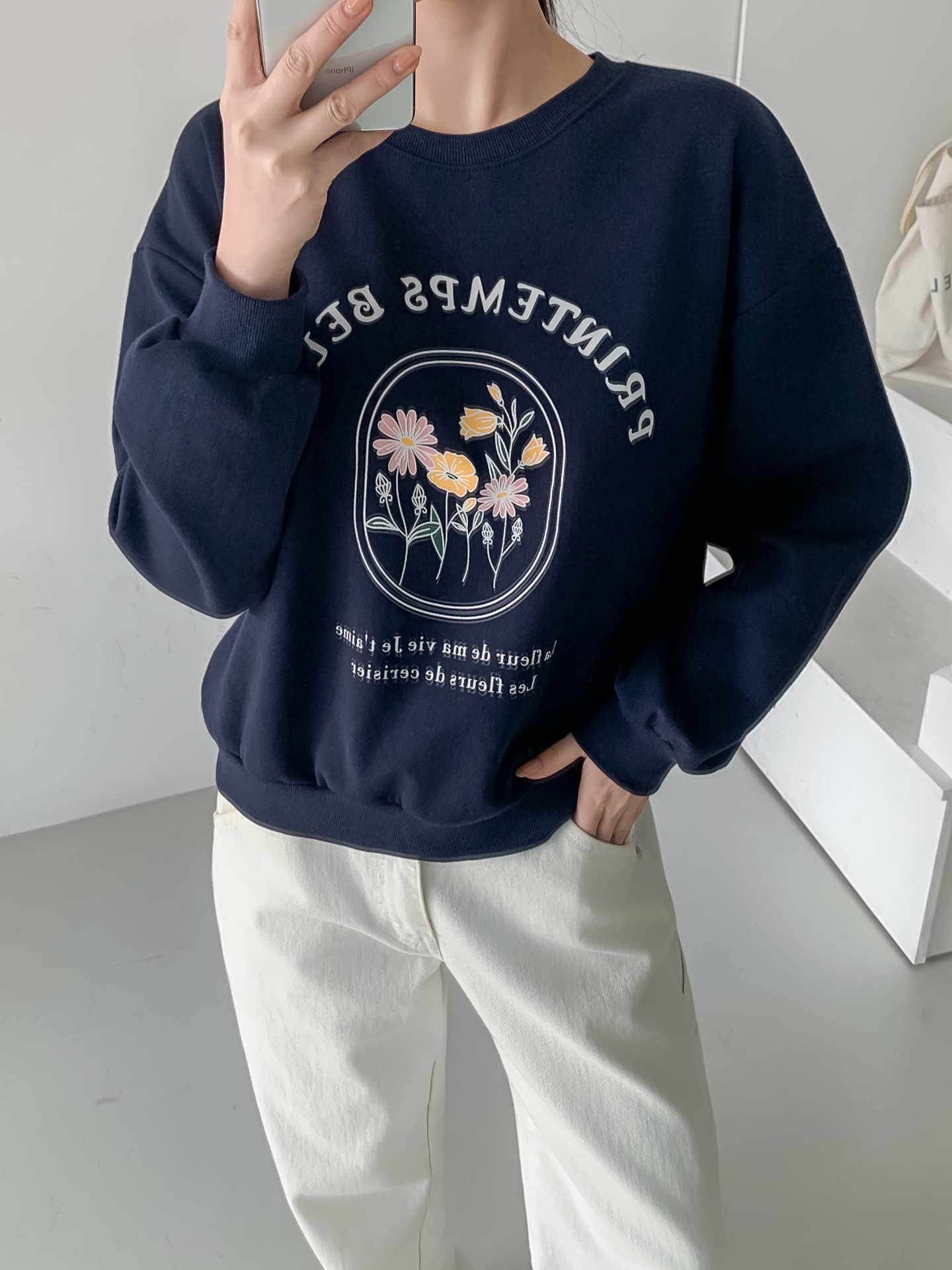 ラウンドネックオーバーサイズ長袖レタリングプリントスウェット | 詳細画像31