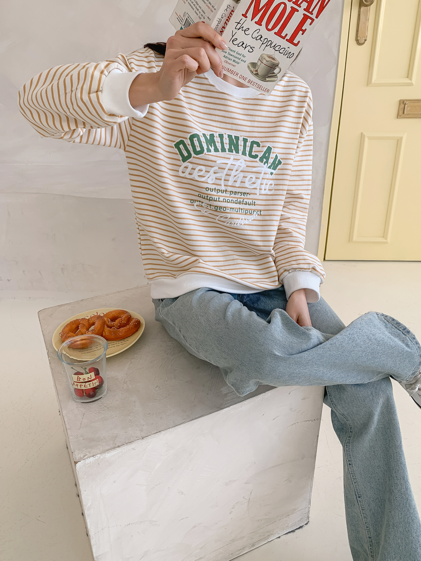 ラウンドネックルーズ長袖レタリングボーダースウェット | 詳細画像15