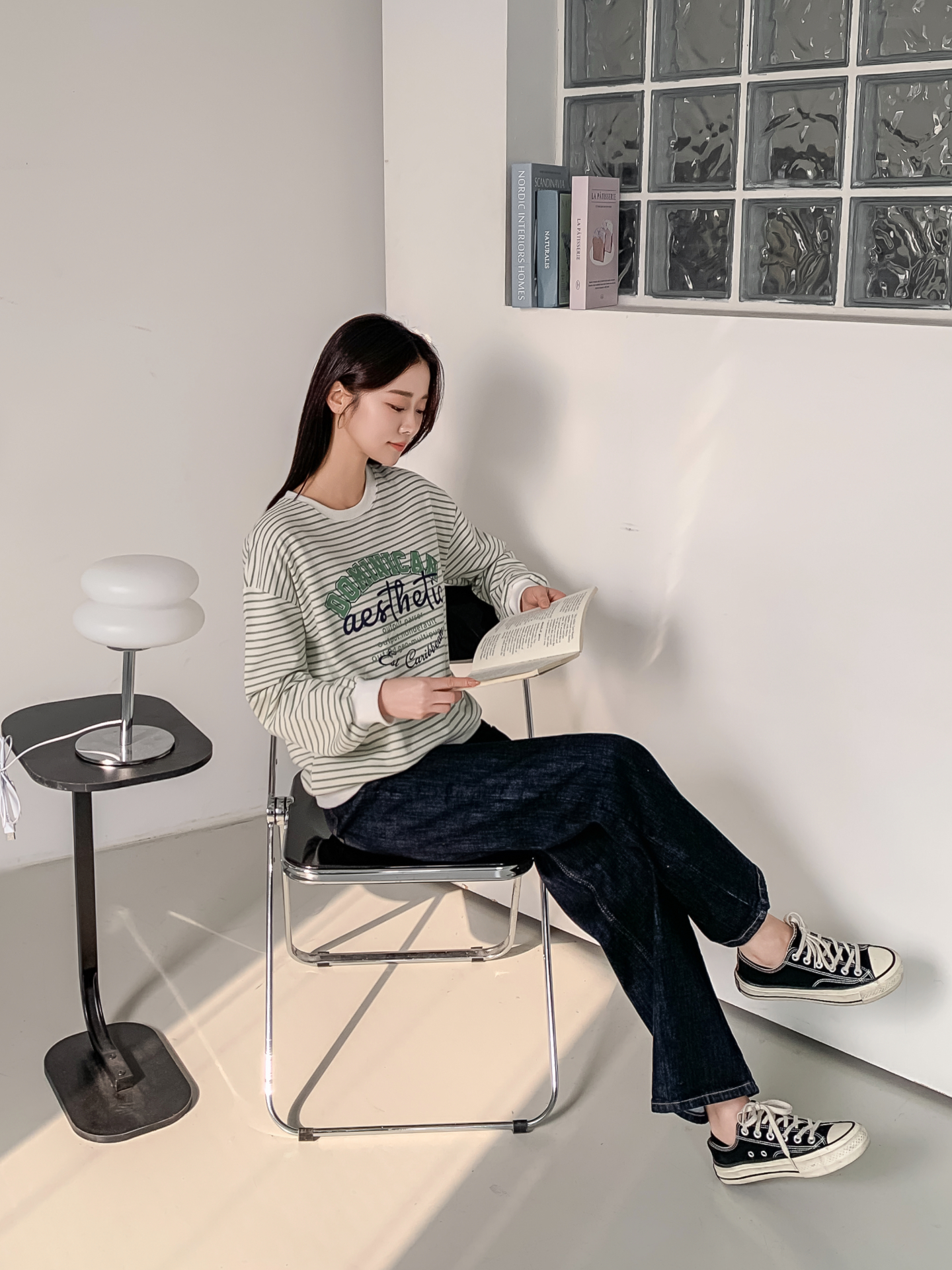 ラウンドネックルーズ長袖レタリングボーダースウェット | 詳細画像27