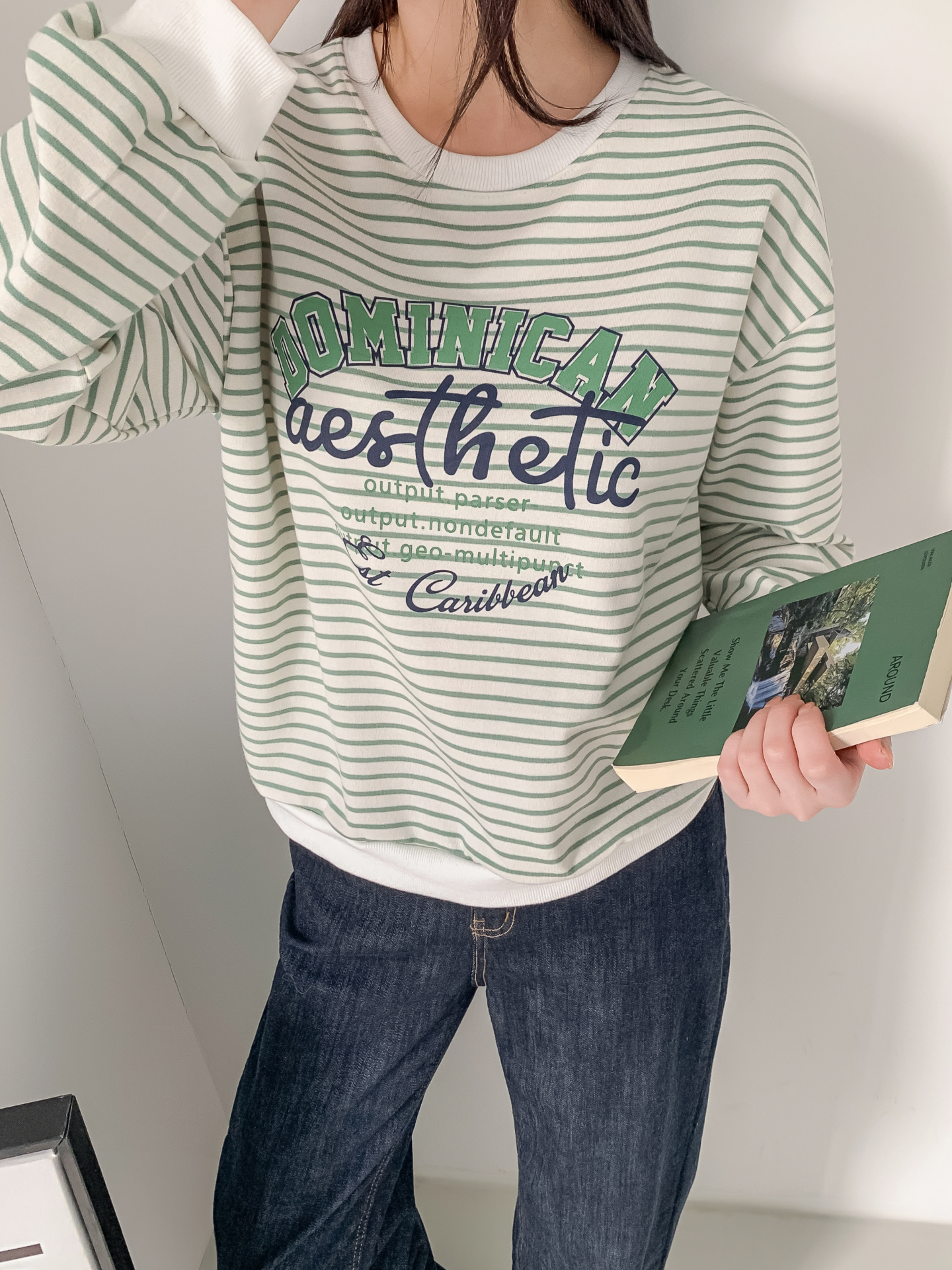 ラウンドネックルーズ長袖レタリングボーダースウェット | 詳細画像29