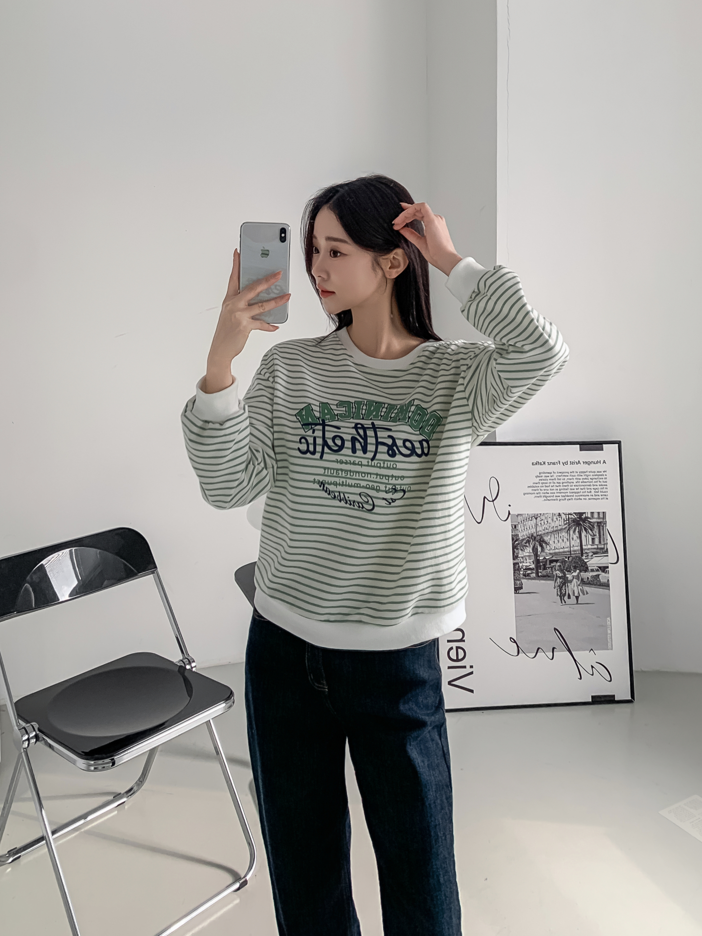 ラウンドネックルーズ長袖レタリングボーダースウェット | 詳細画像31