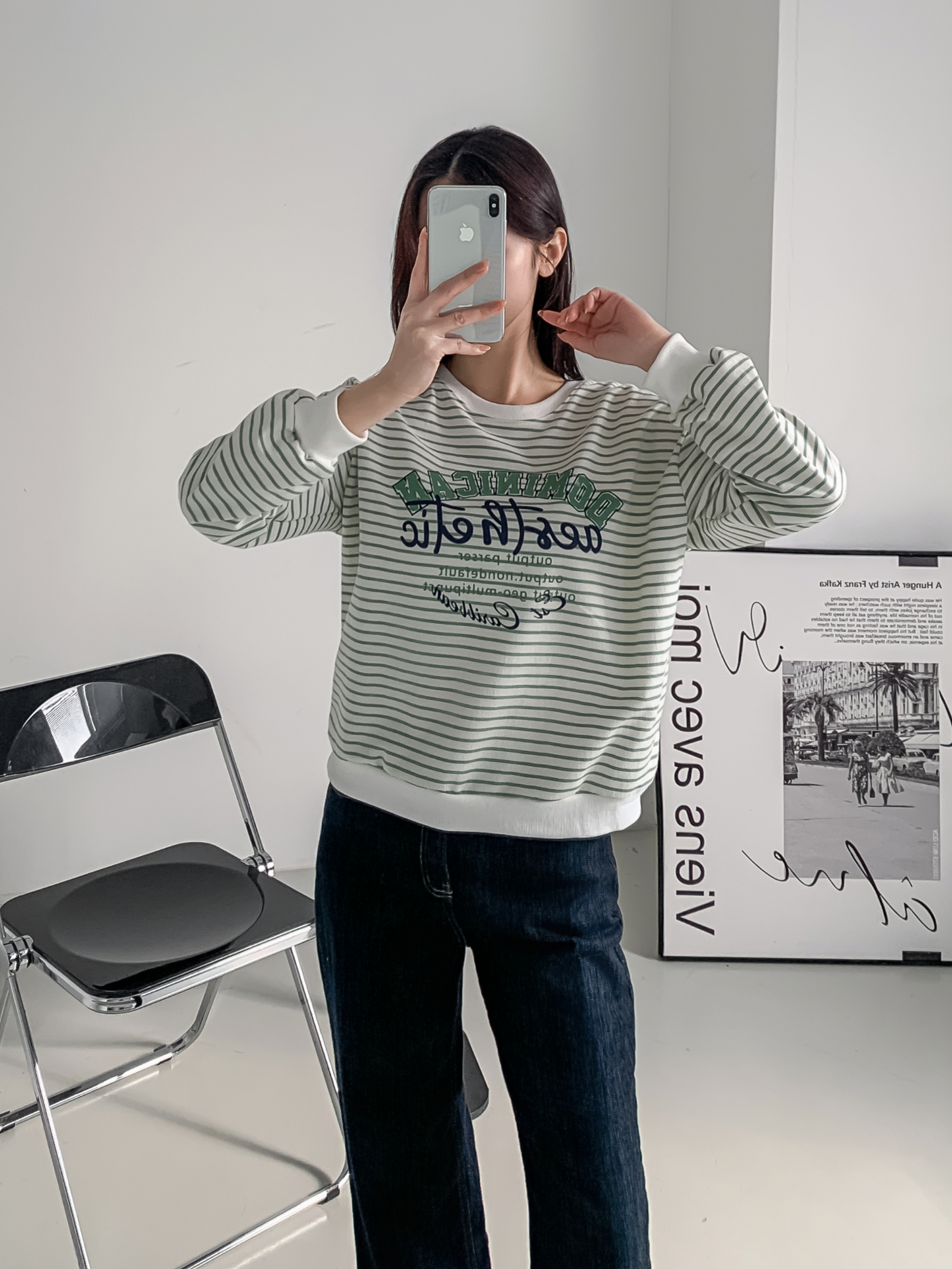 ラウンドネックルーズ長袖レタリングボーダースウェット | 詳細画像33