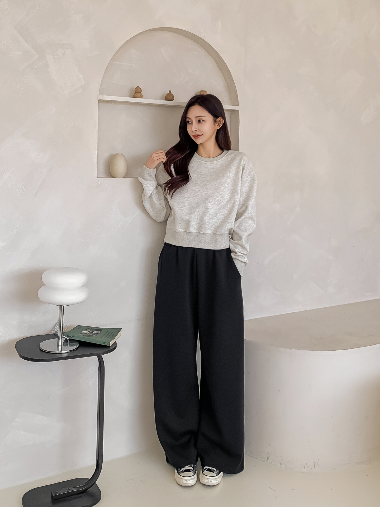 ポケットウエストゴムロングストレート無地パンツ | 詳細画像2