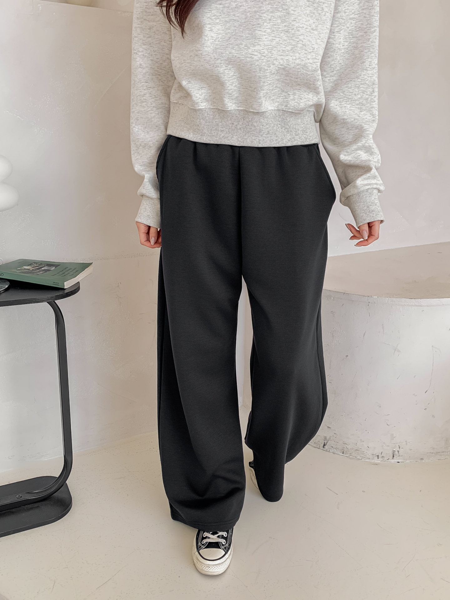 ポケットウエストゴムロングストレート無地パンツ | 詳細画像3