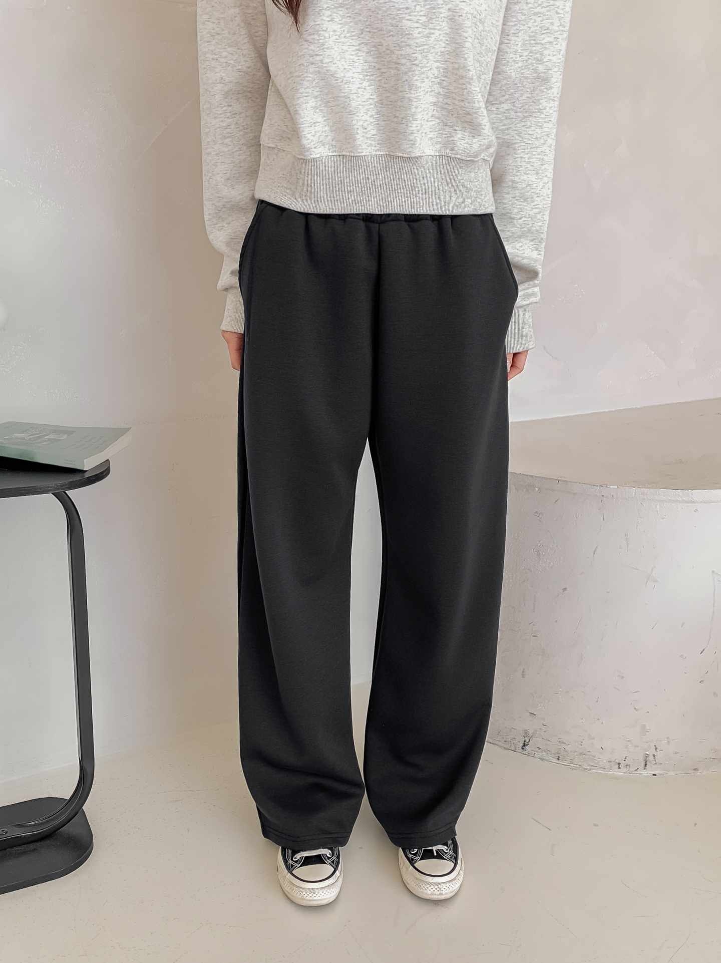 ポケットウエストゴムロングストレート無地パンツ | 詳細画像4