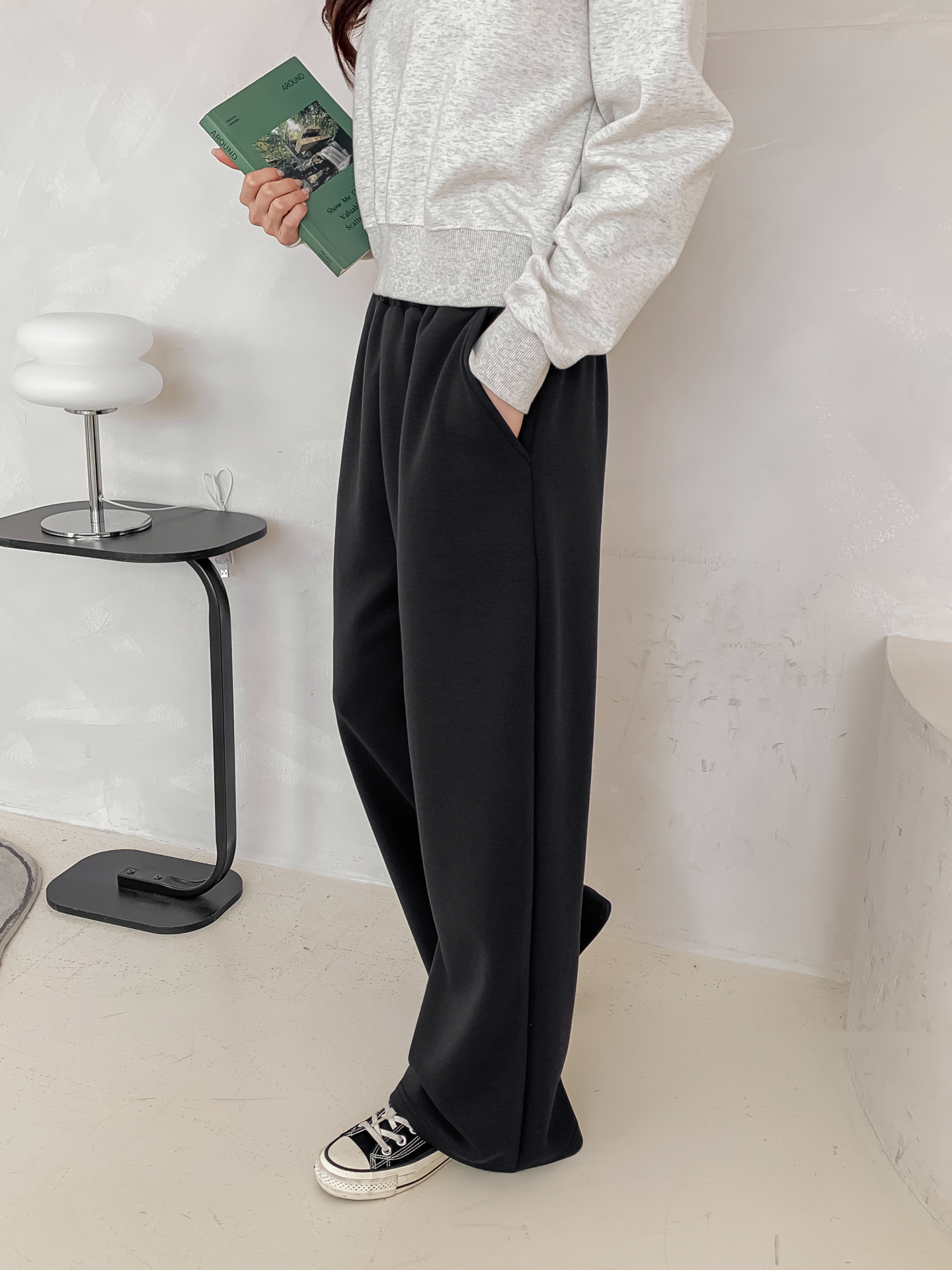 ポケットウエストゴムロングストレート無地パンツ | 詳細画像6