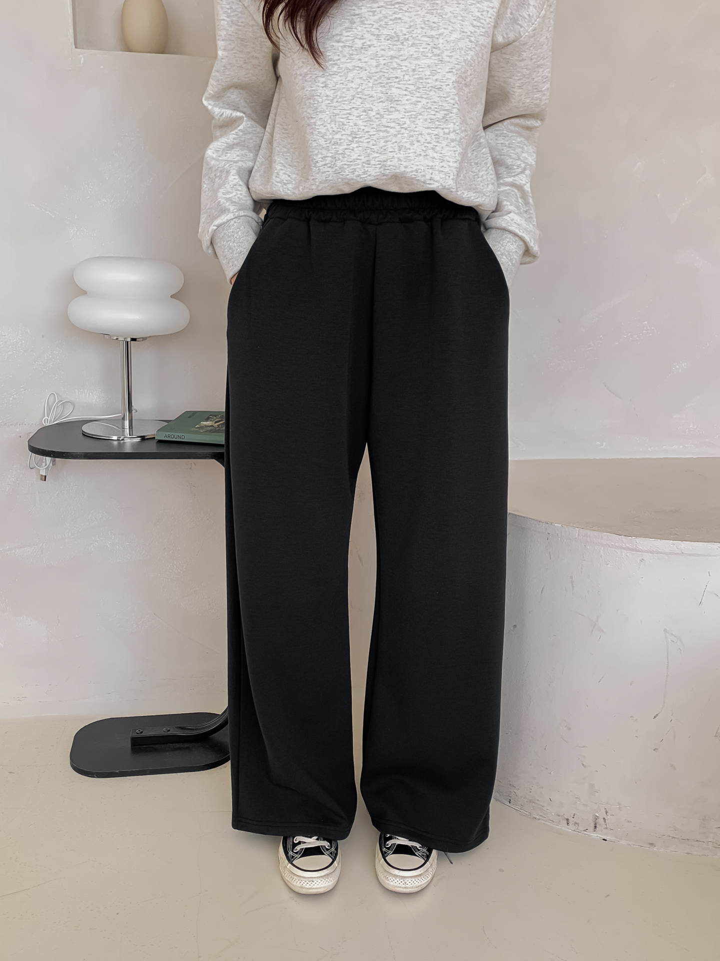 ポケットウエストゴムロングストレート無地パンツ | 詳細画像11