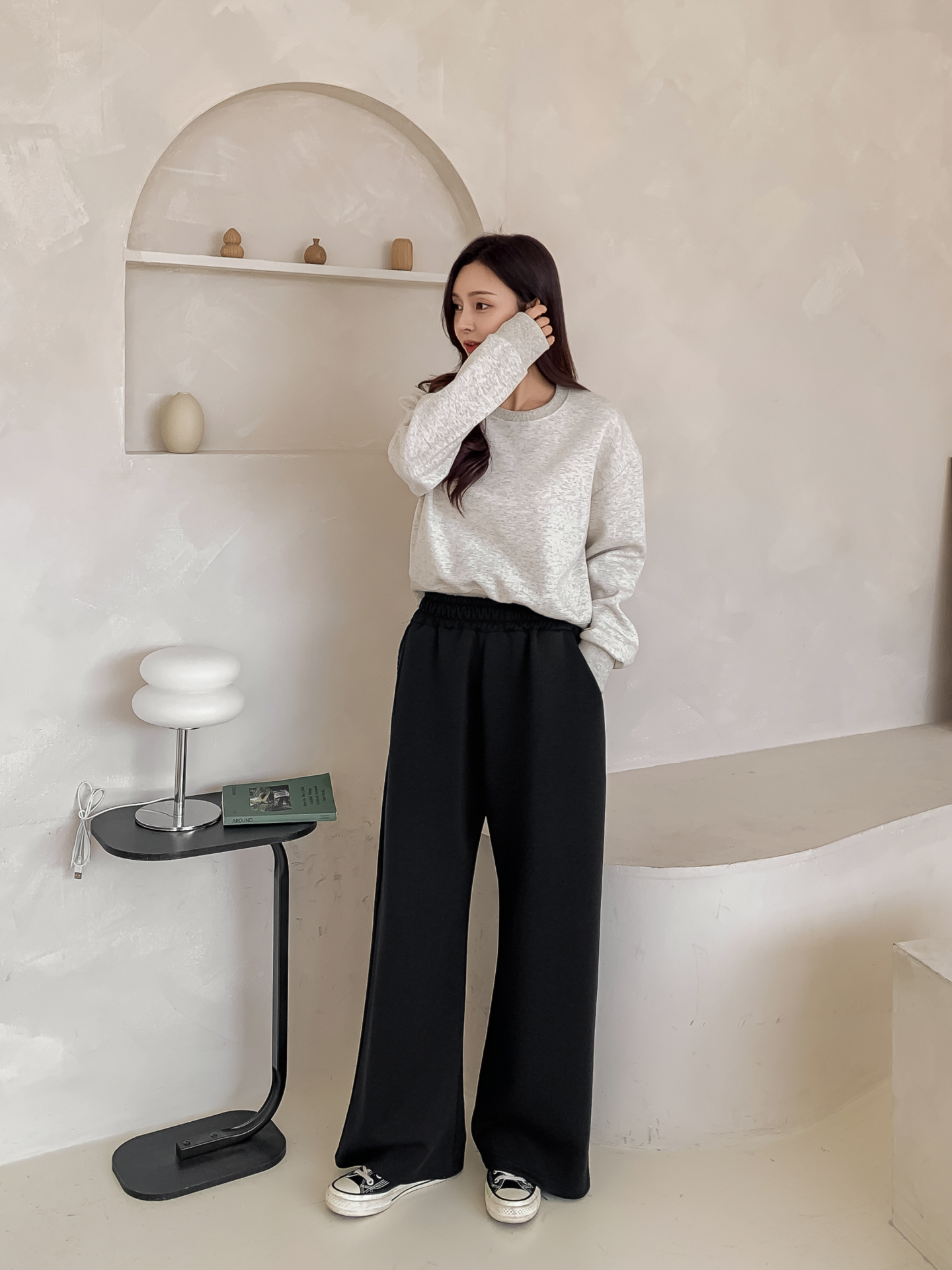 ポケットウエストゴムロングストレート無地パンツ | 詳細画像12