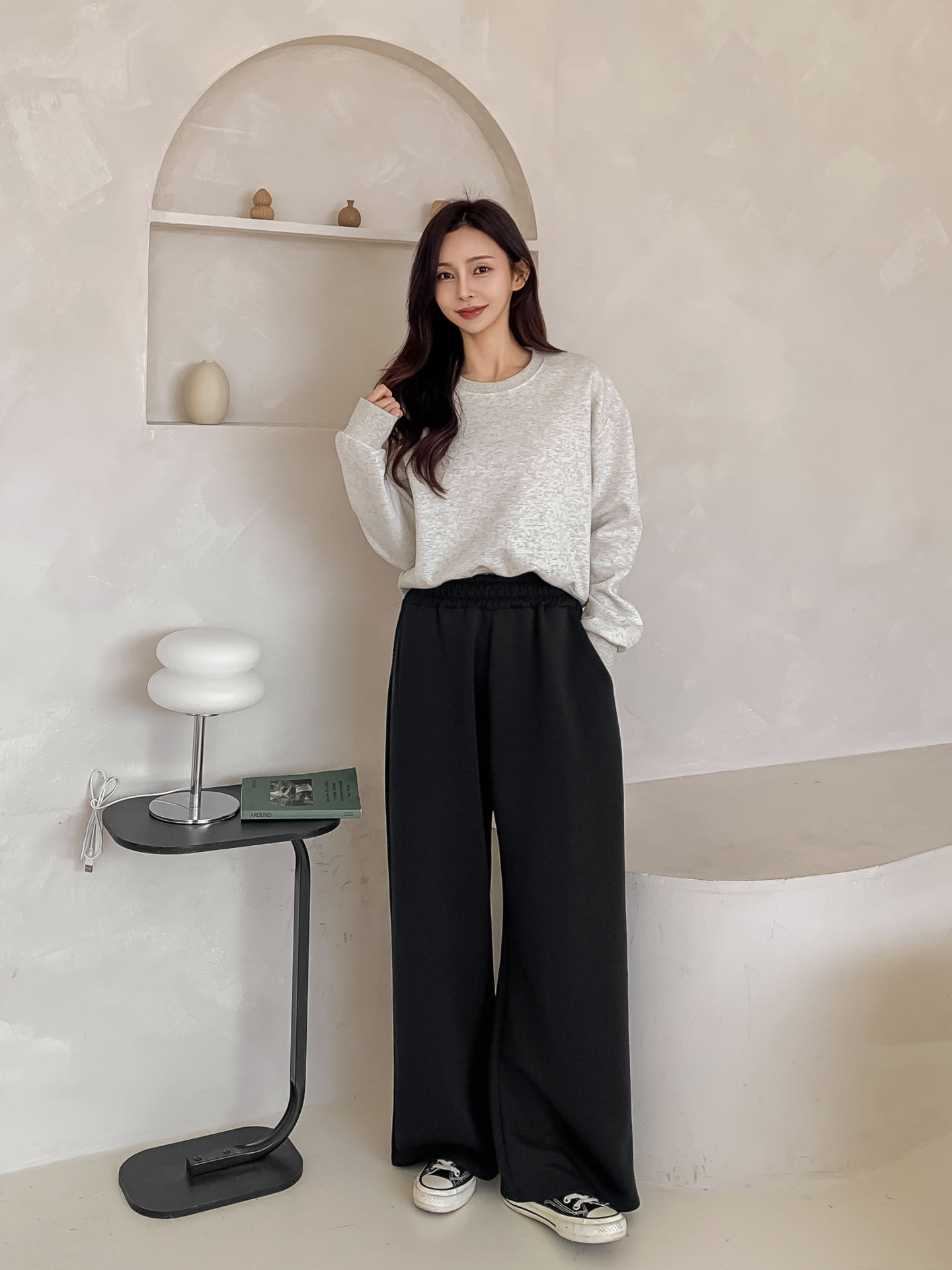 ポケットウエストゴムロングストレート無地パンツ | 詳細画像13