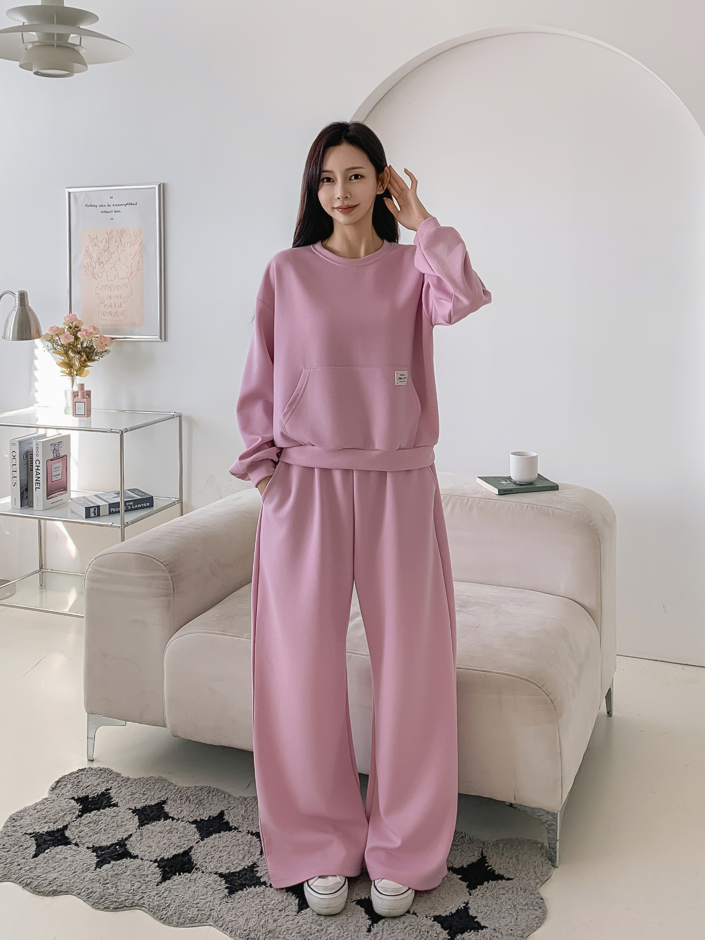 ポケットウエストゴムロングストレート無地パンツ | 詳細画像18