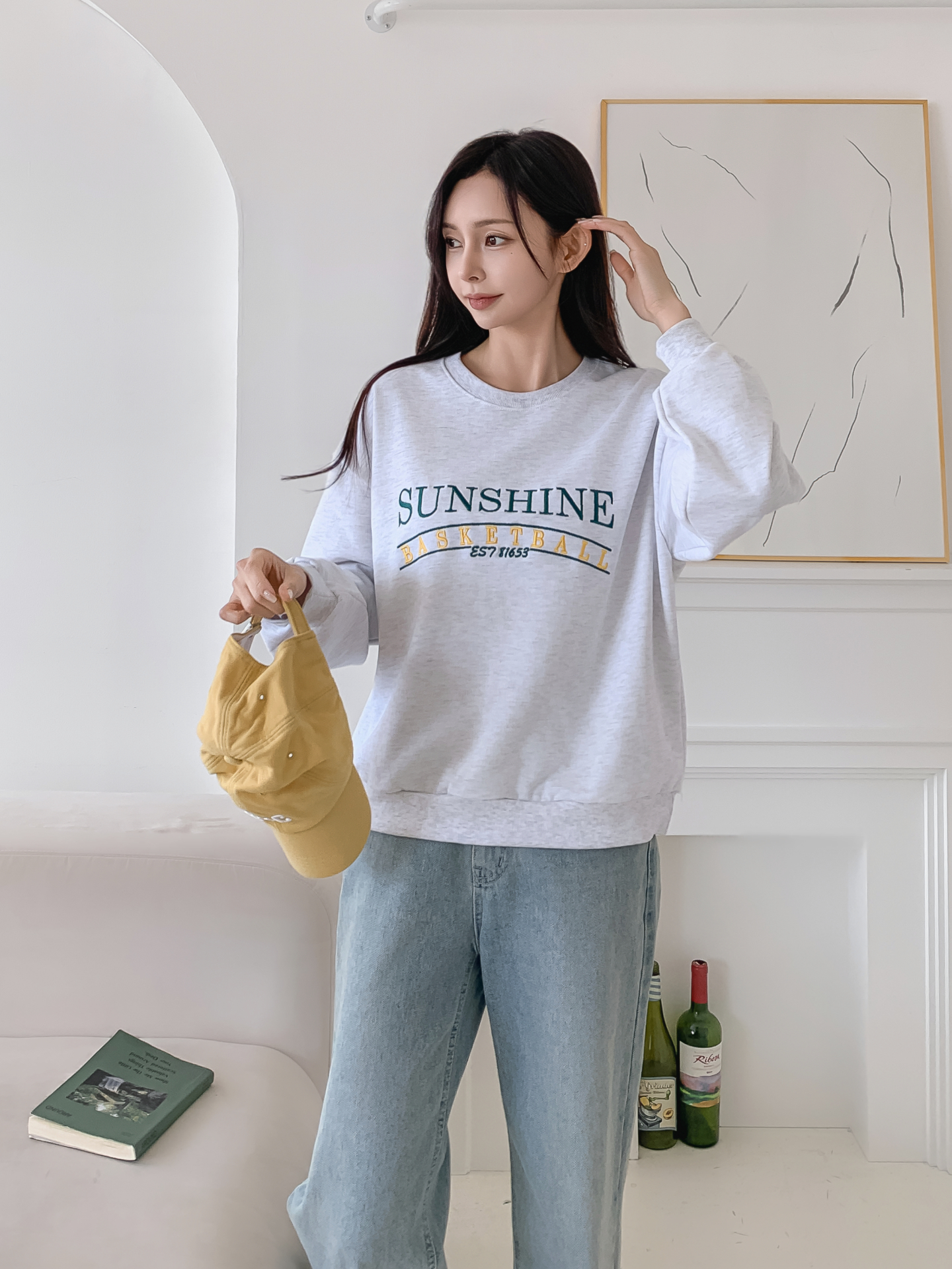 ラウンドネックルーズ長袖刺繍スウェット | 詳細画像5