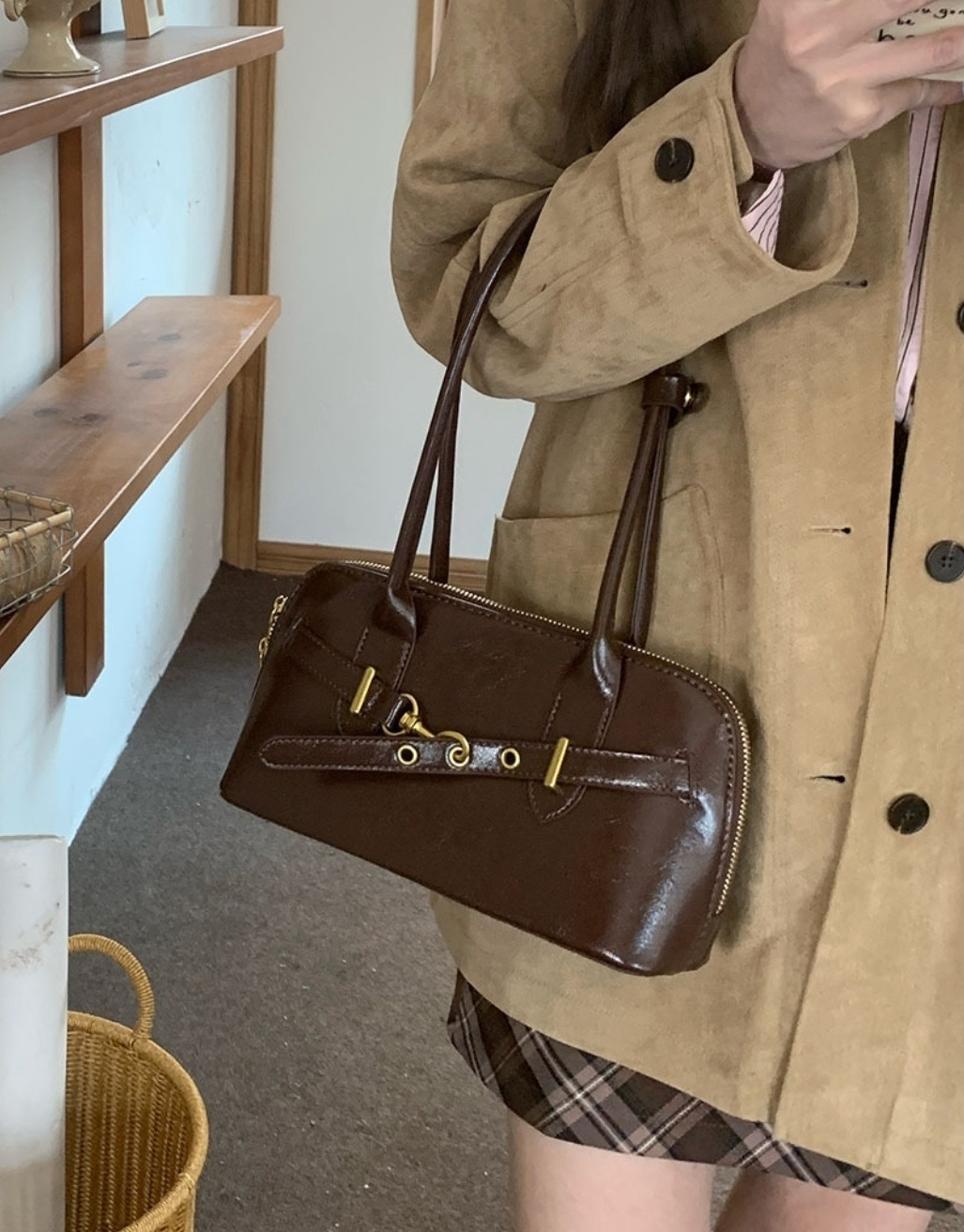 レザー調ジップアップグロストートバッグ | 詳細画像5