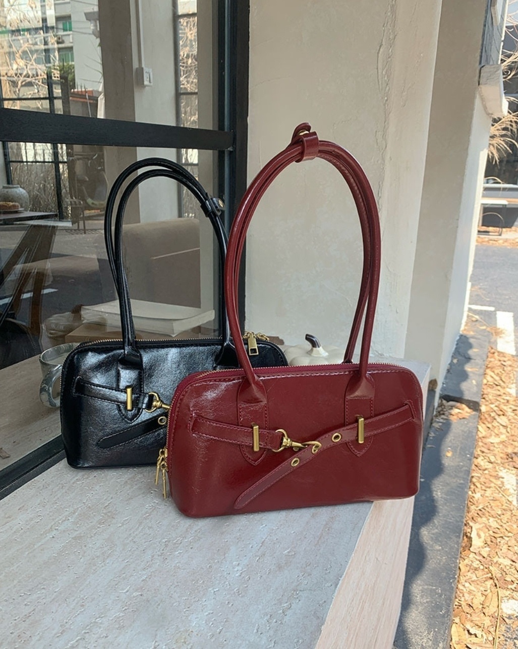 レザー調ジップアップグロストートバッグ | 詳細画像10