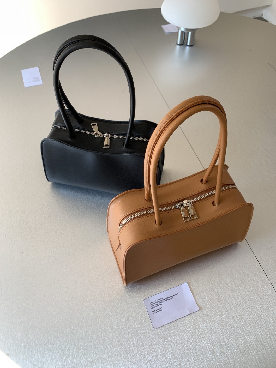 レザー調ダブルジップ無地トートバッグ | 詳細画像10