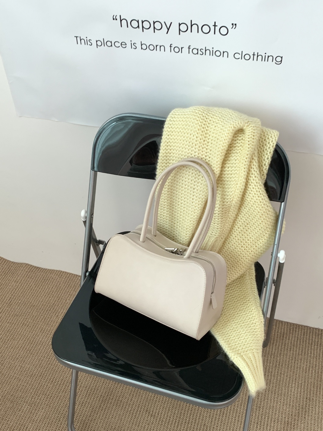 レザー調ダブルジップ無地トートバッグ | 詳細画像11