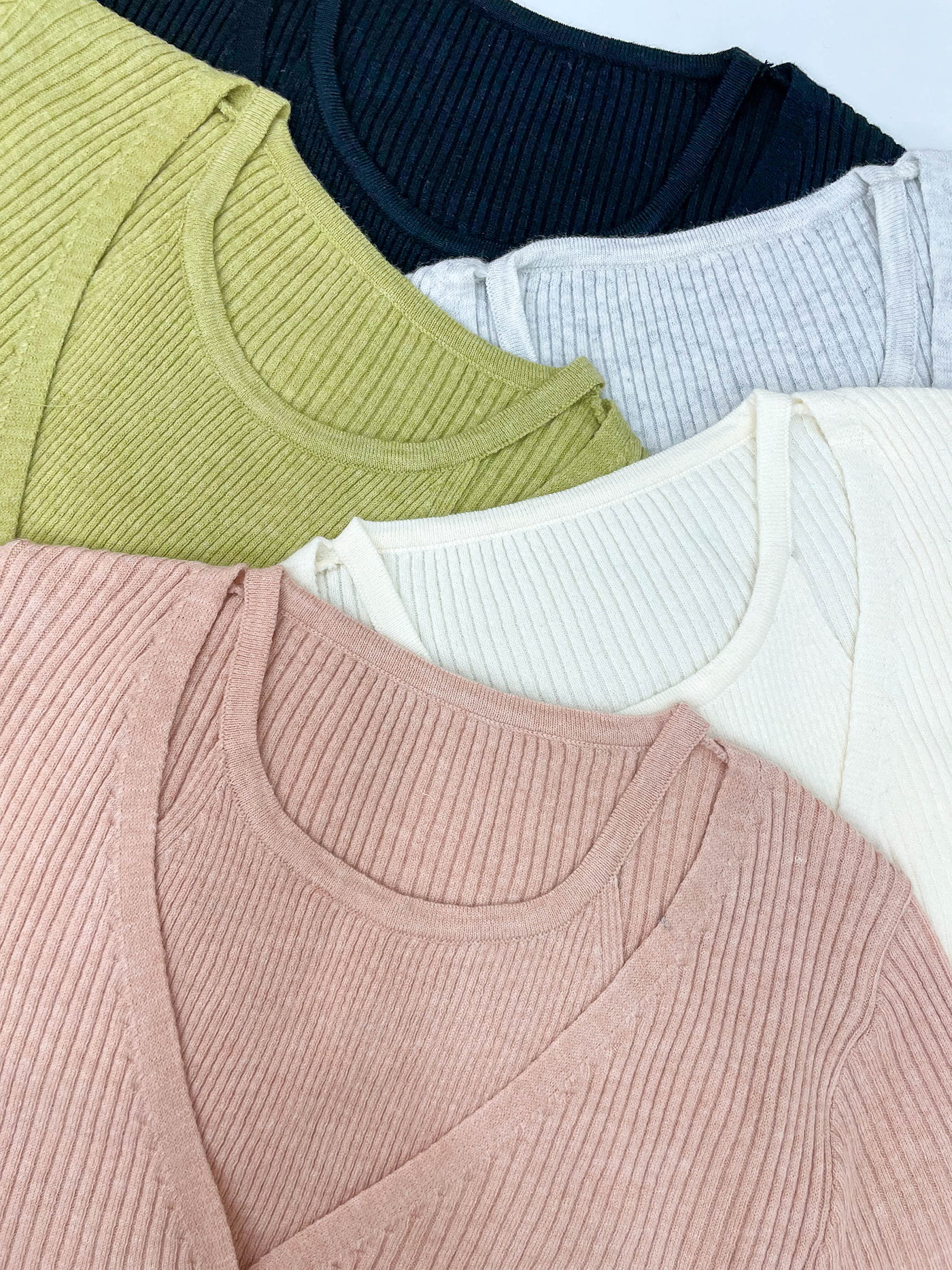 リブボタンVネックホルターネックレイヤード風ルーズ長袖無地ニット | 詳細画像14