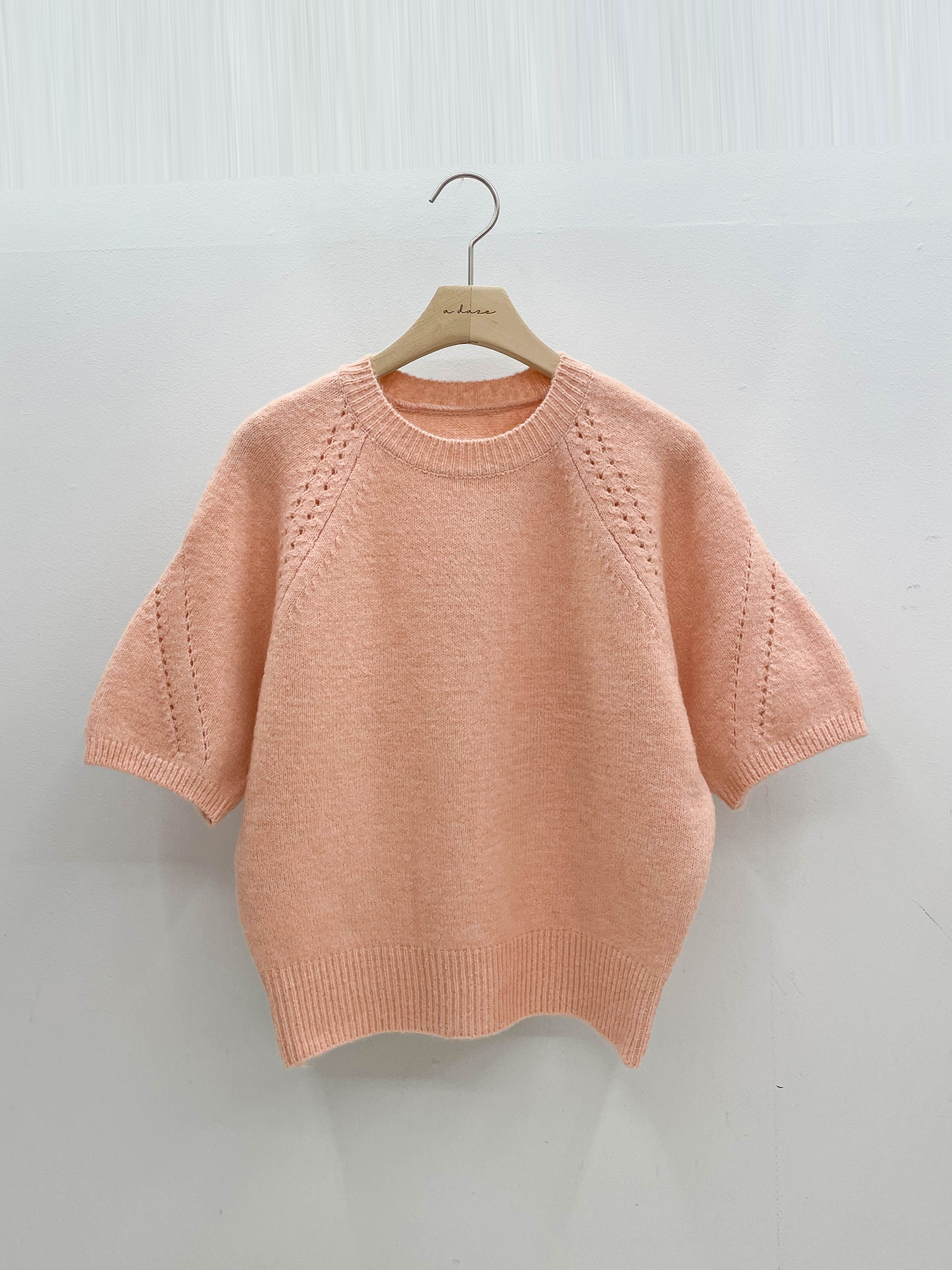 ラウンドネックパフスリーブルーズ半袖セミクロップドニット | 詳細画像15