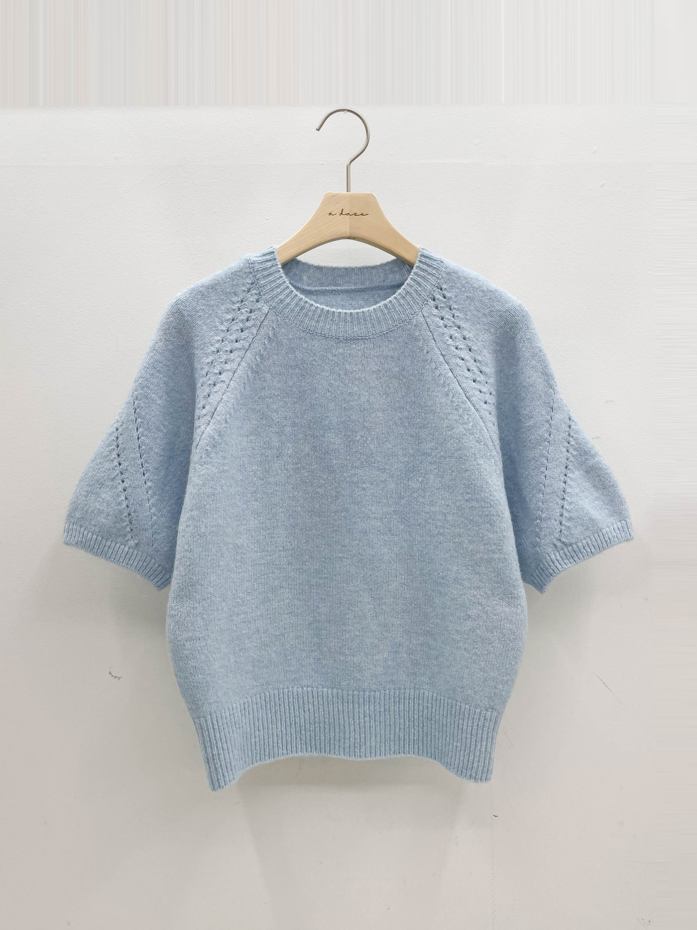 ラウンドネックパフスリーブルーズ半袖セミクロップドニット | 詳細画像17