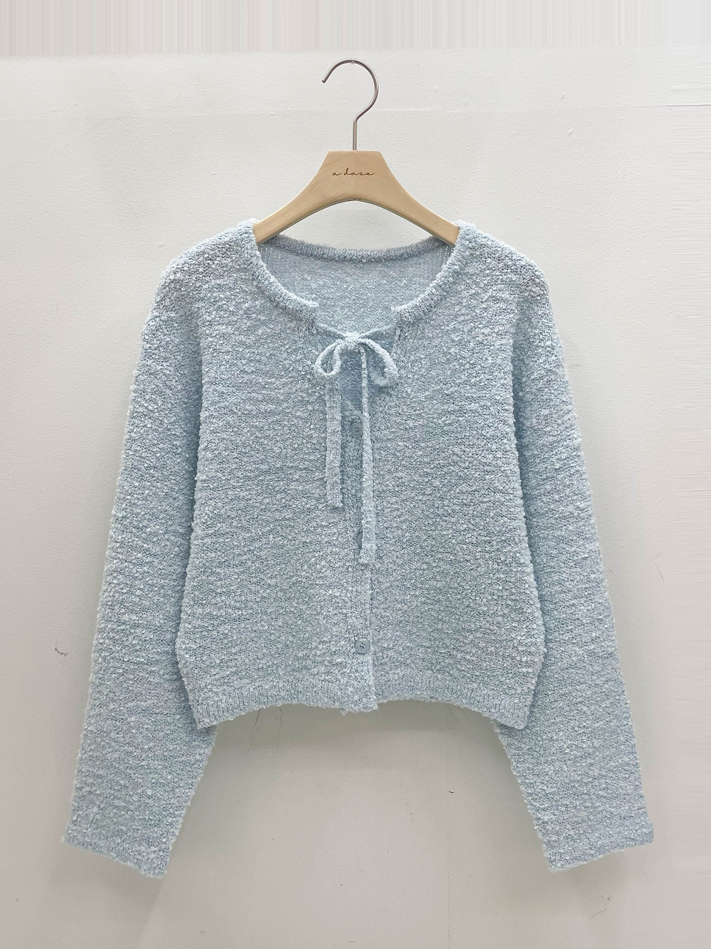 ブークレウール混ボタンストラップラウンドネックルーズ長袖無地カーディガン | 詳細画像16