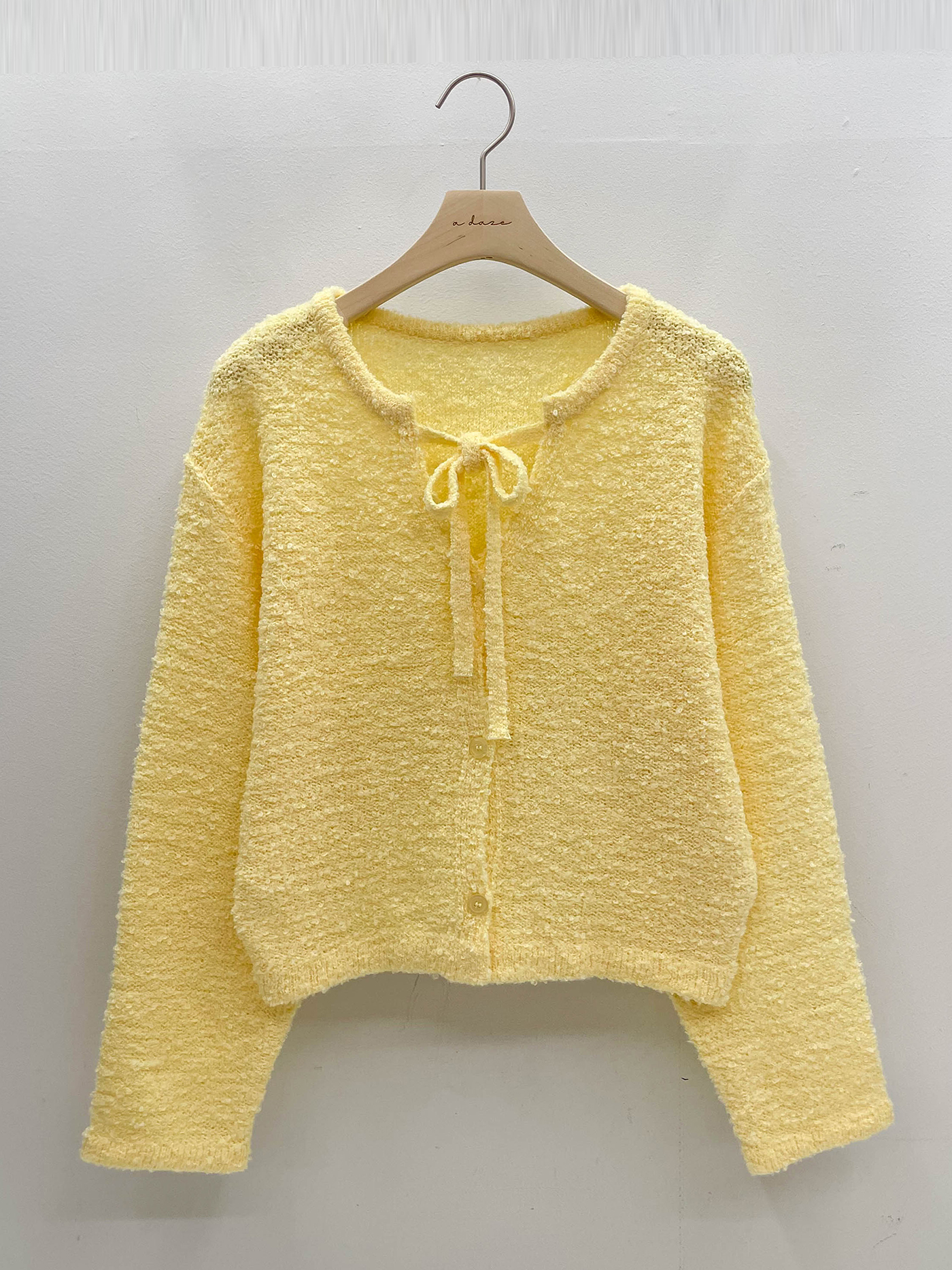 ブークレウール混ボタンストラップラウンドネックルーズ長袖無地カーディガン | 詳細画像14