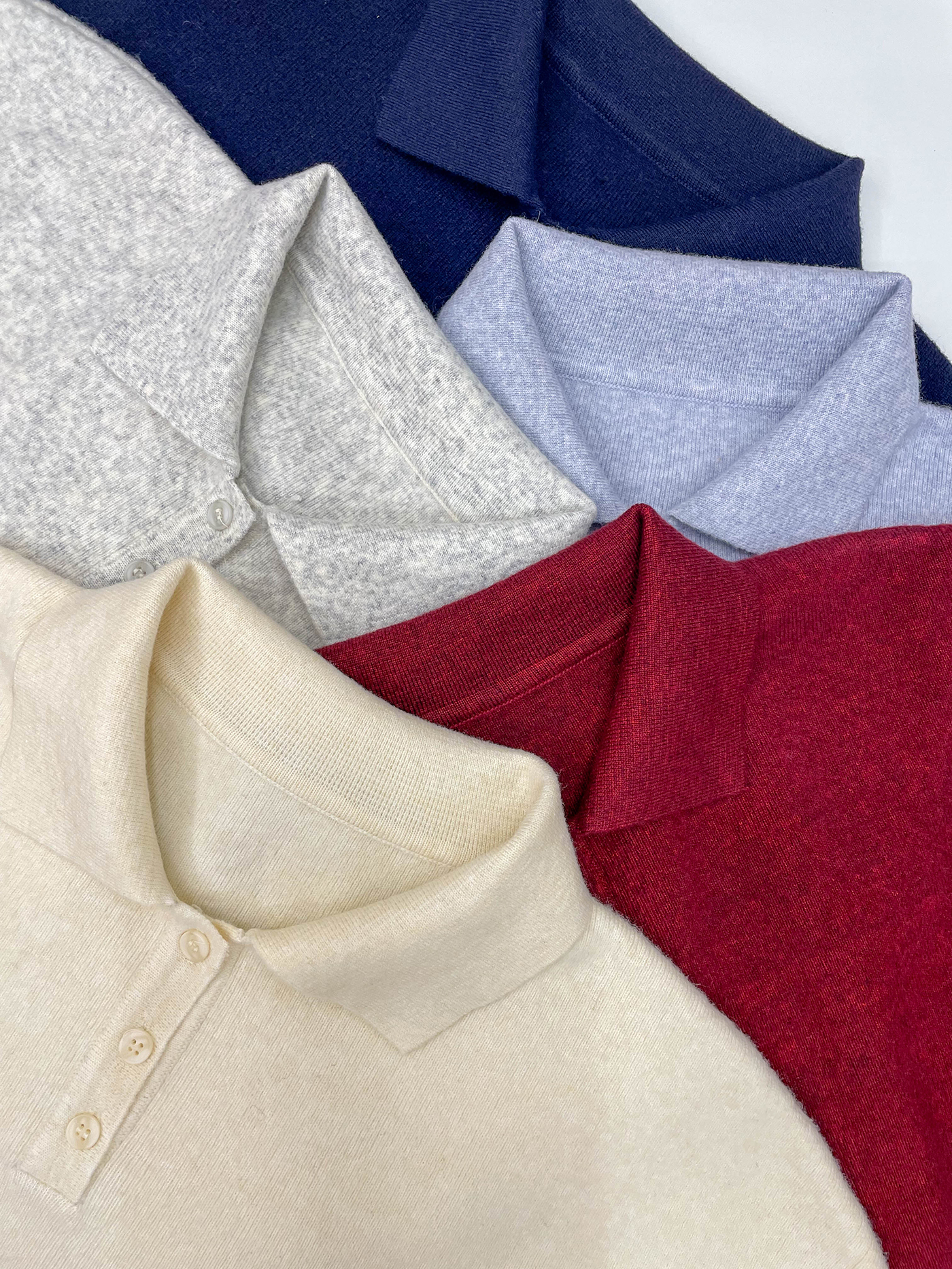 ウール混カラーパフスリーブラグランハーフボタンルーズ半袖無地ニット | 詳細画像13