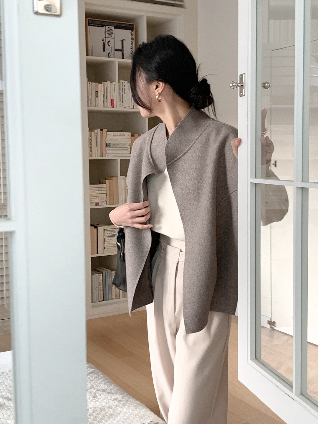 ラインオーバーサイズショールカラー無地ベスト | 詳細画像6