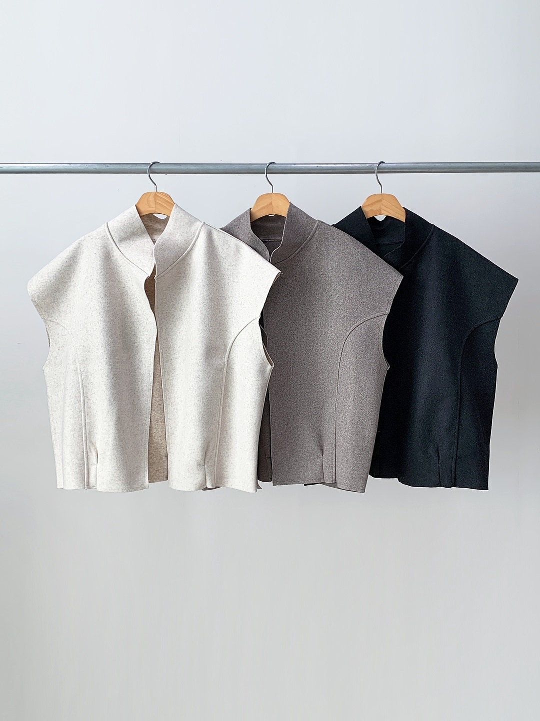 ラインオーバーサイズショールカラー無地ベスト | 詳細画像15