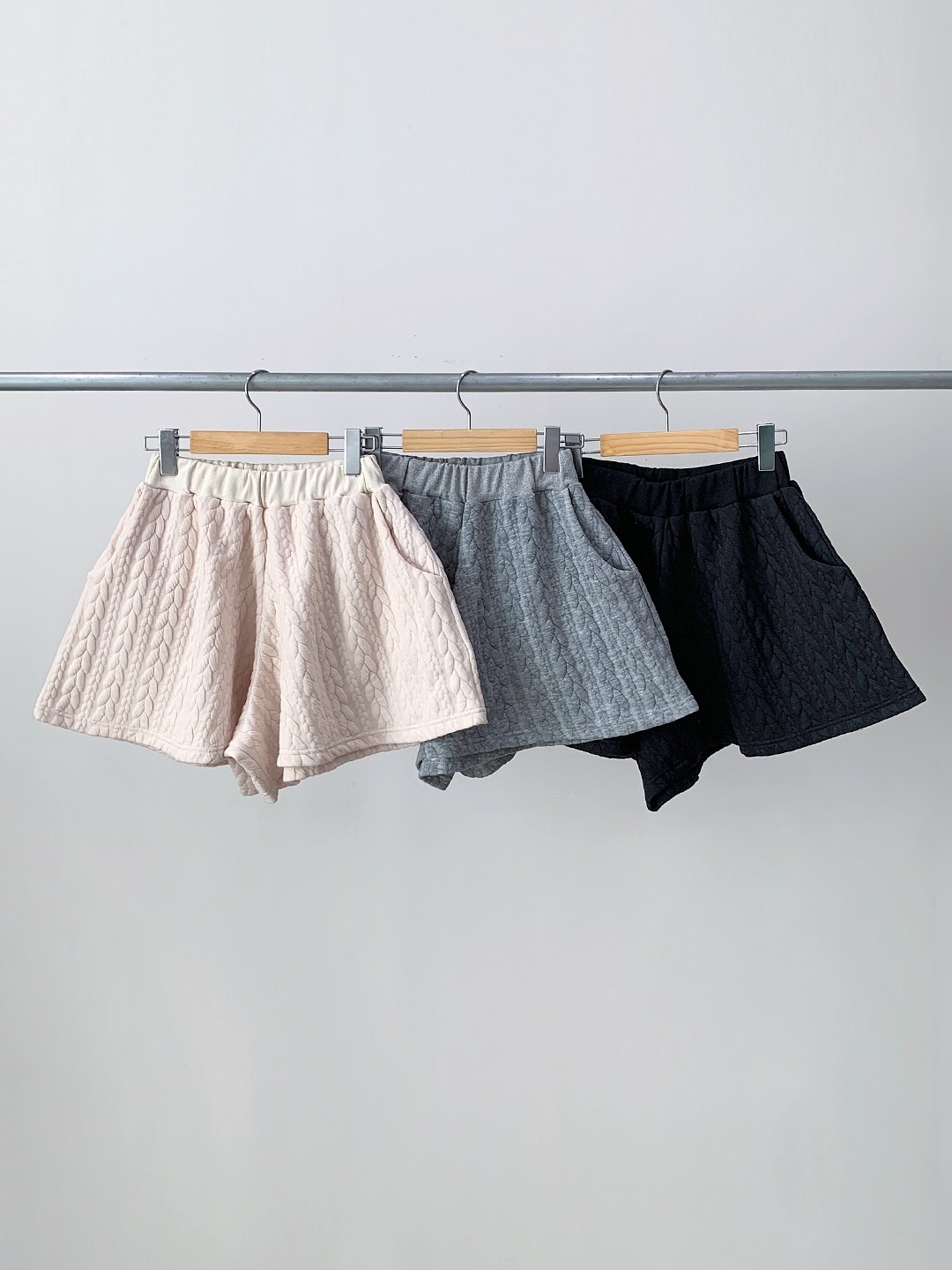 ジップアップドローストリングウエストゴムクロップドルーズ長袖ケーブルツーピース(トップス、ボトムス)ジップパーカーショートパンツ | 詳細画像18