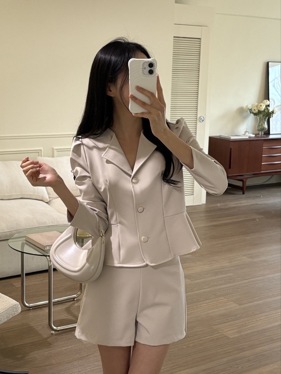 ボタンオープンカラーラインパフスリーブ長袖無地ジャケット | 詳細画像9