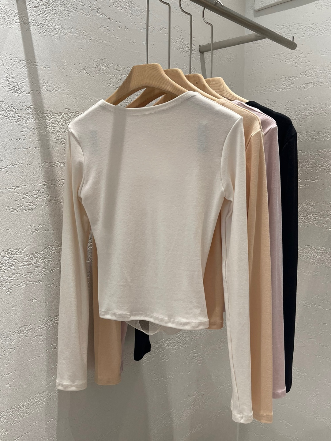 シフォンコンビスクエアネックスリムレイヤード風長袖無地Tシャツ | 詳細画像24