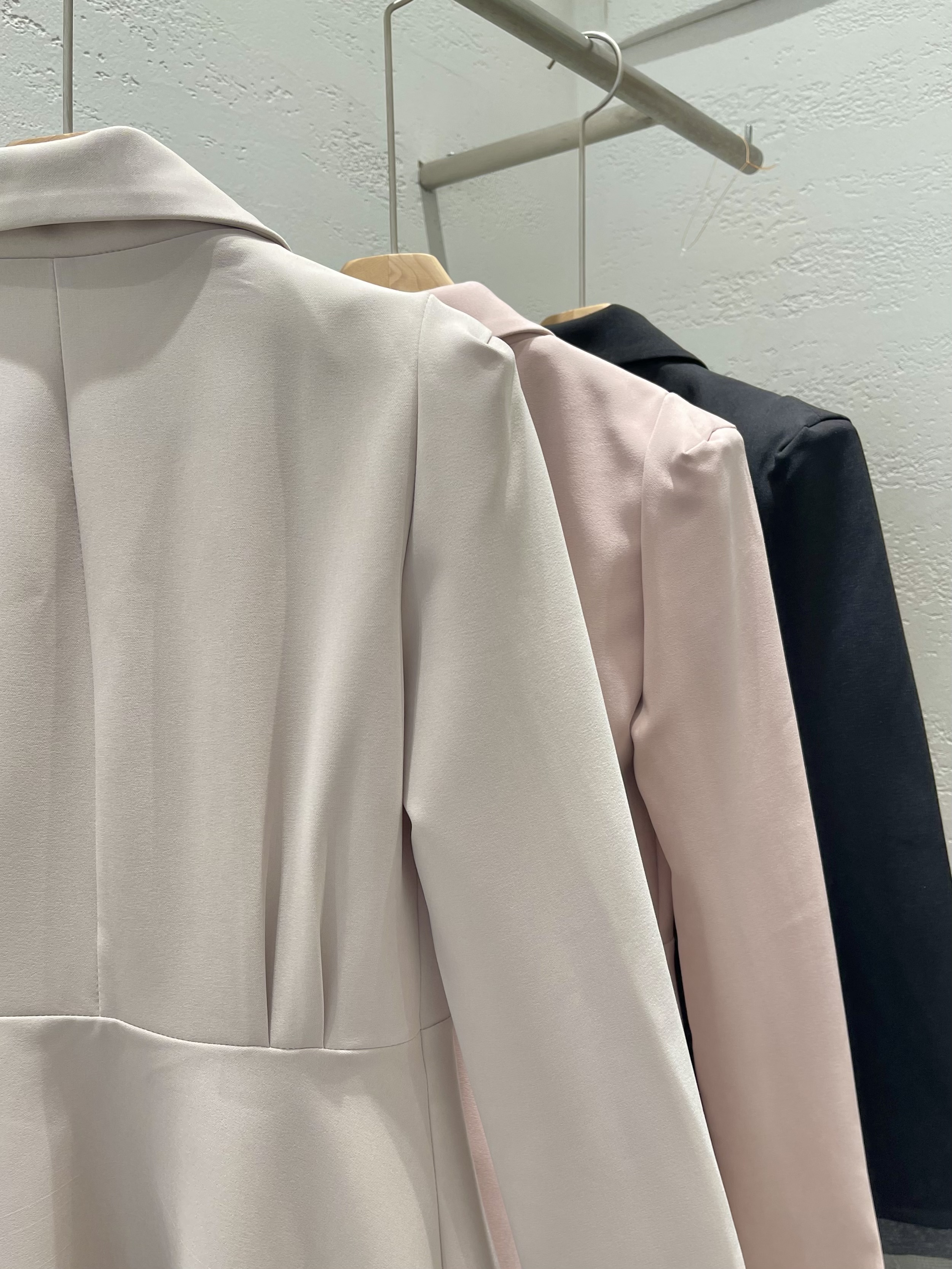 シフォンコンビカラー長袖フレアダブルボタン無地ワンピースベルト付 | 詳細画像25