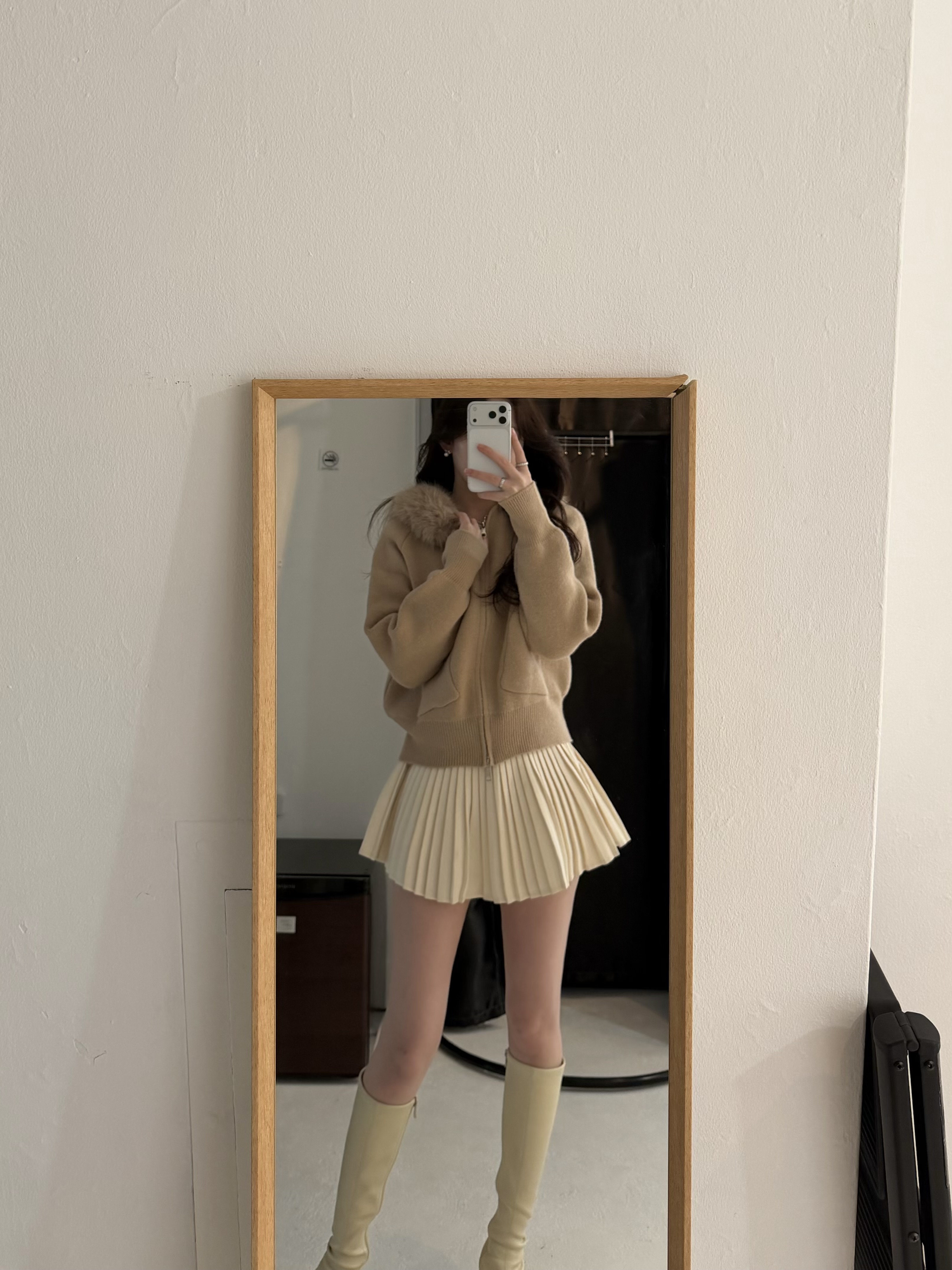 エコファーフード付きニットパーカー | 詳細画像6