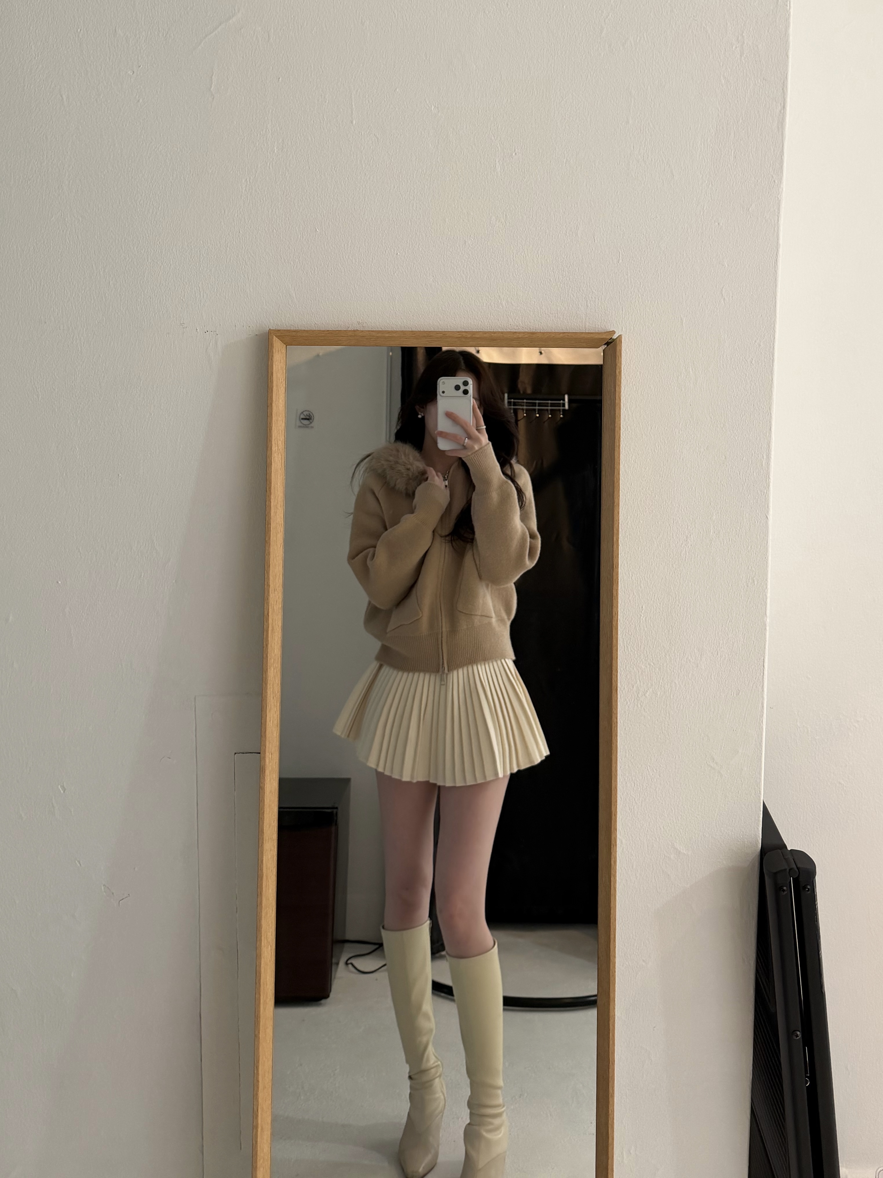 エコファーフード付きニットパーカー | 詳細画像7