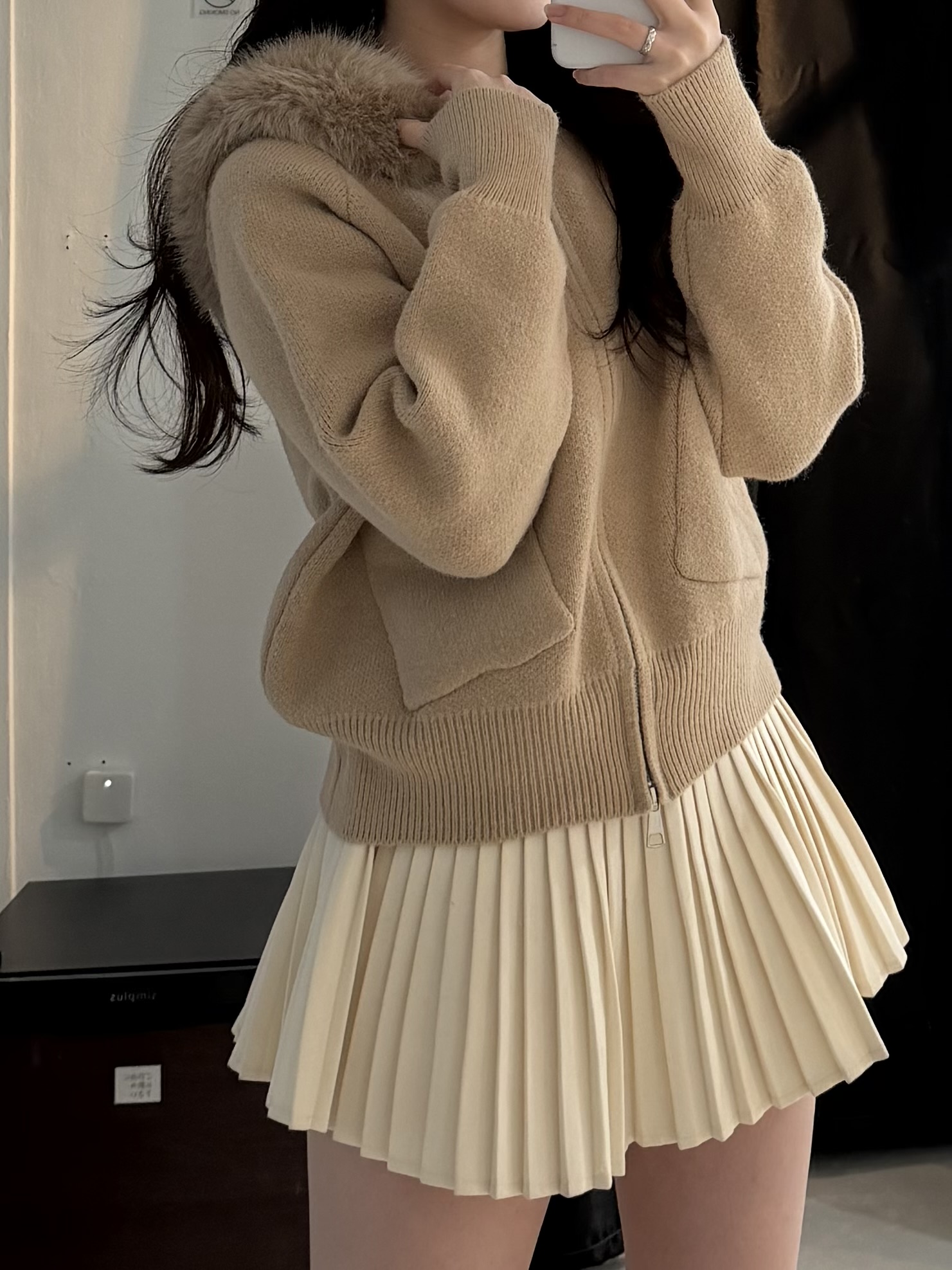 エコファーフード付きニットパーカー | 詳細画像10