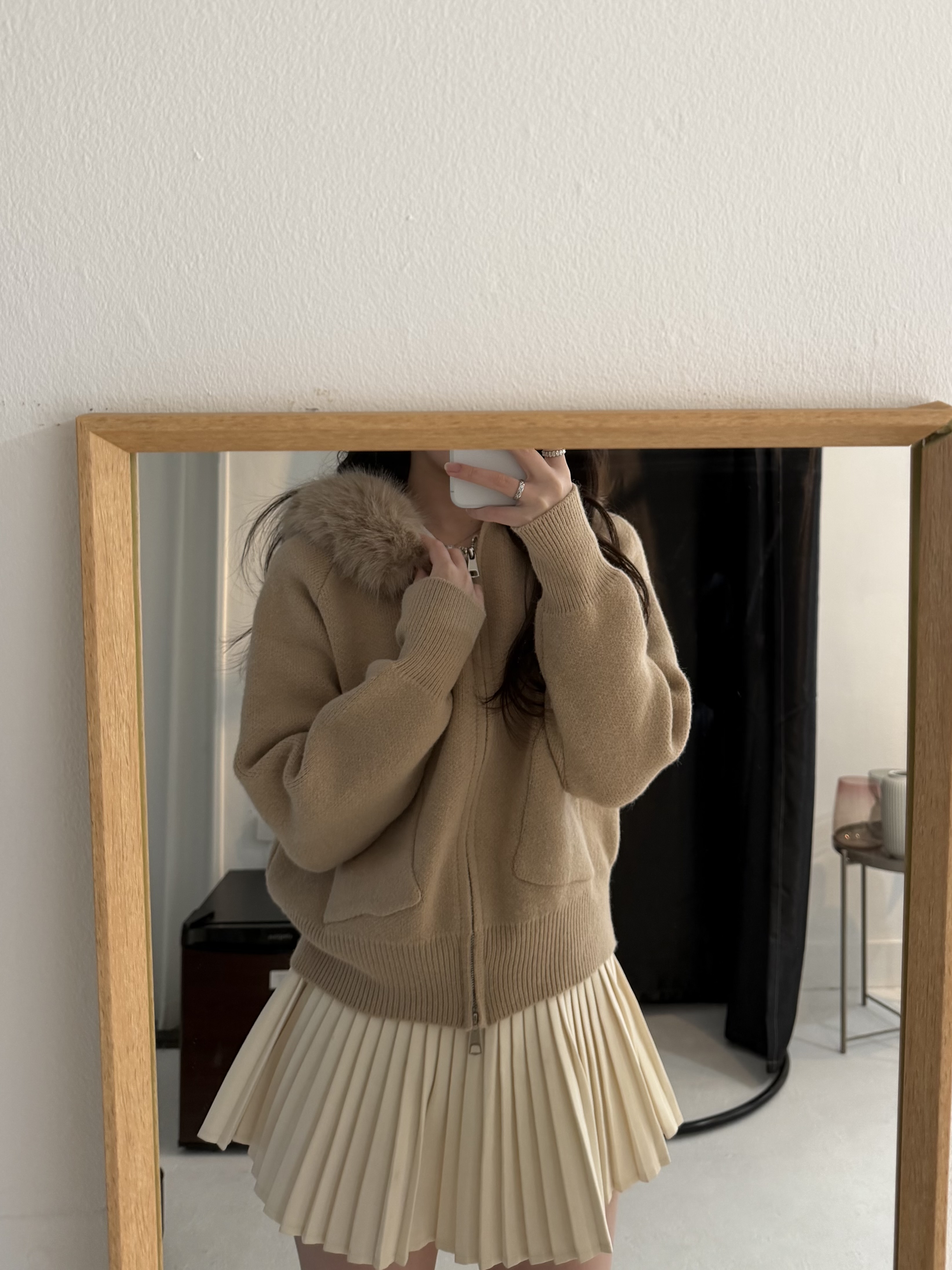 エコファーフード付きニットパーカー | 詳細画像12