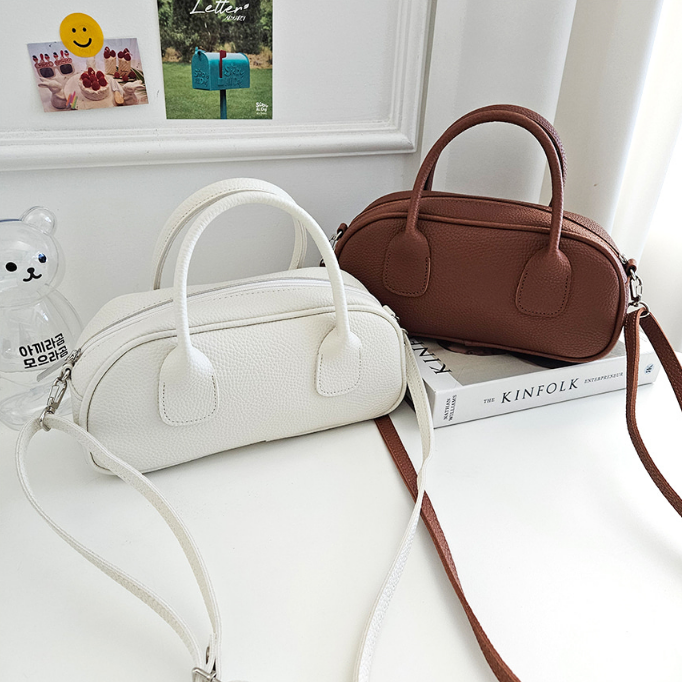 レザー調ジップアップスタッズDリング無地ショルダーバッグハンドバッグ2WAYストラップセット(バックルあり) | 詳細画像11