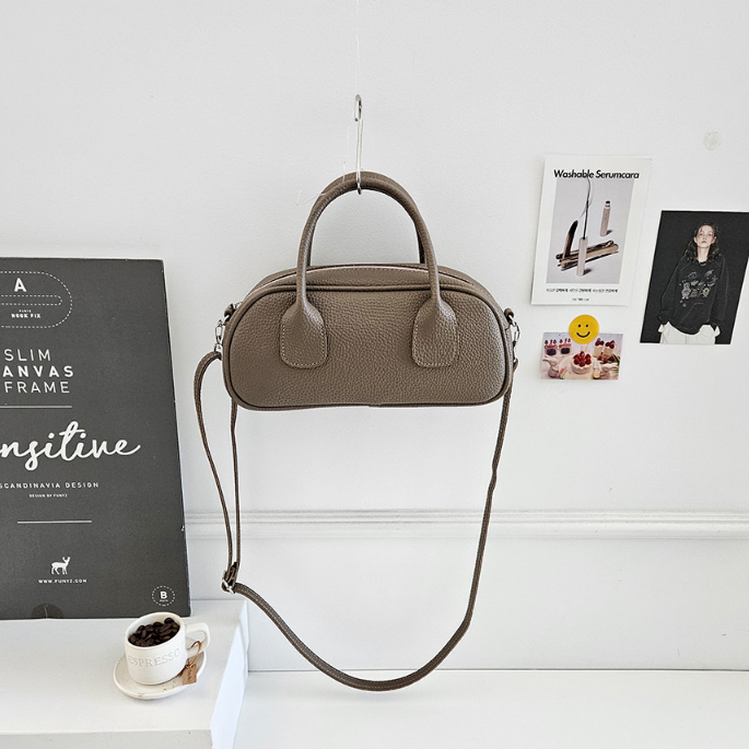 レザー調ジップアップスタッズDリング無地ショルダーバッグハンドバッグ2WAYストラップセット(バックルあり) | 詳細画像14