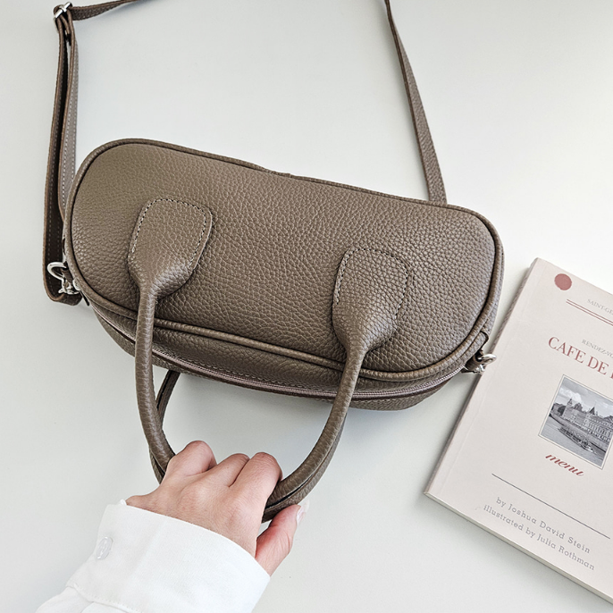 レザー調ジップアップスタッズDリング無地ショルダーバッグハンドバッグ2WAYストラップセット(バックルあり) | 詳細画像16