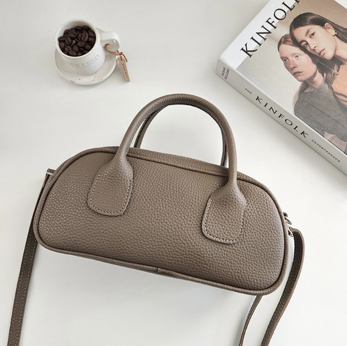 レザー調ジップアップスタッズDリング無地ショルダーバッグハンドバッグ2WAYストラップセット(バックルあり) | 詳細画像17