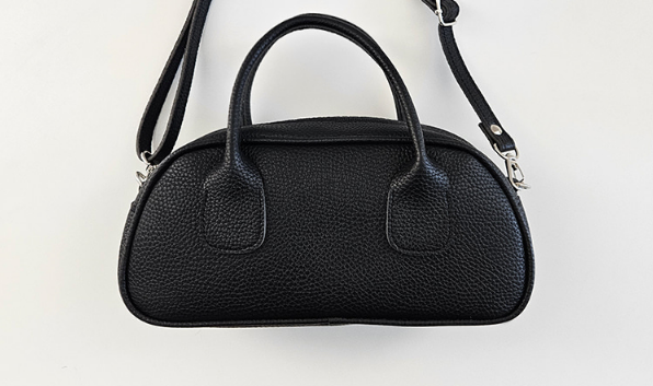 レザー調ジップアップスタッズDリング無地ショルダーバッグハンドバッグ2WAYストラップセット(バックルあり) | 詳細画像23