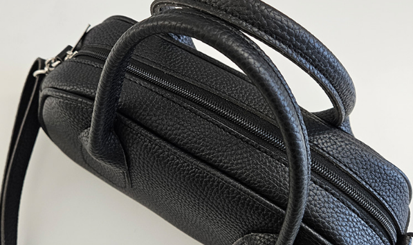 レザー調ジップアップスタッズDリング無地ショルダーバッグハンドバッグ2WAYストラップセット(バックルあり) | 詳細画像24