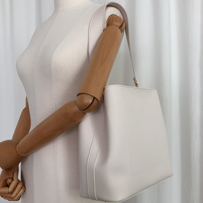 レザー調ジップアップDリング無地ショルダーバッグストラップセット(バックルあり) | 詳細画像5