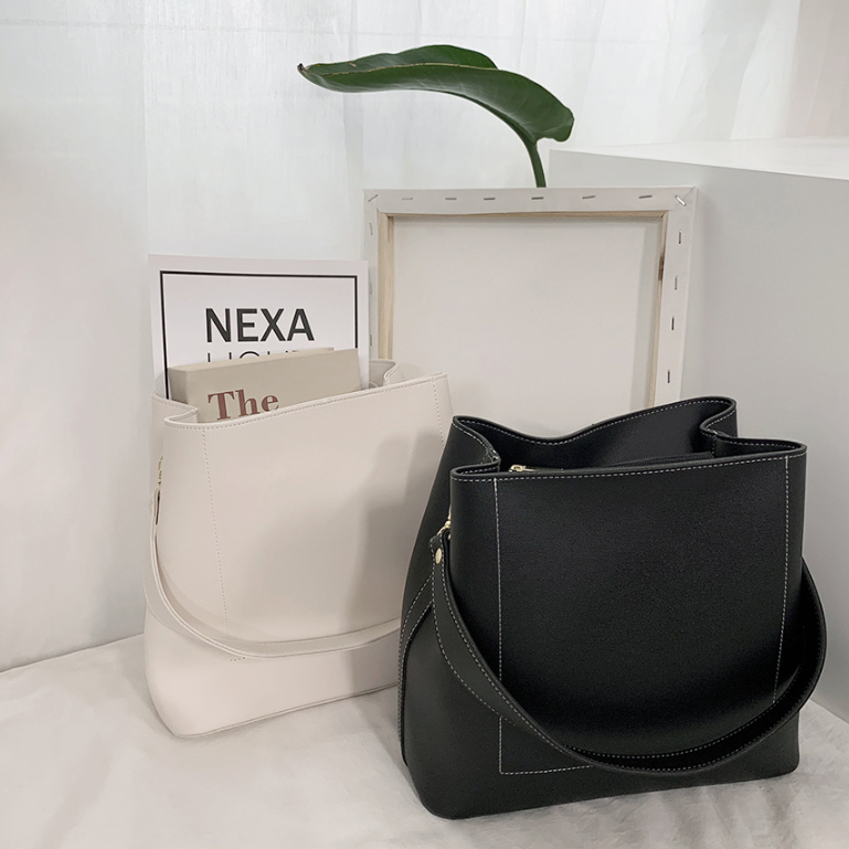 レザー調ジップアップDリング無地ショルダーバッグストラップセット(バックルあり) | 詳細画像8