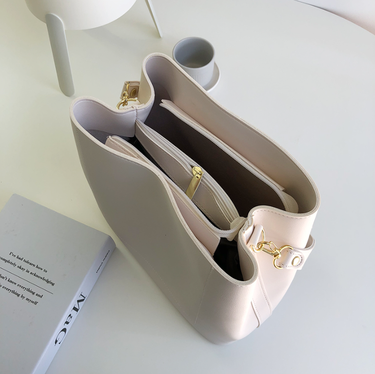 レザー調ジップアップDリング無地ショルダーバッグストラップセット(バックルあり) | 詳細画像14