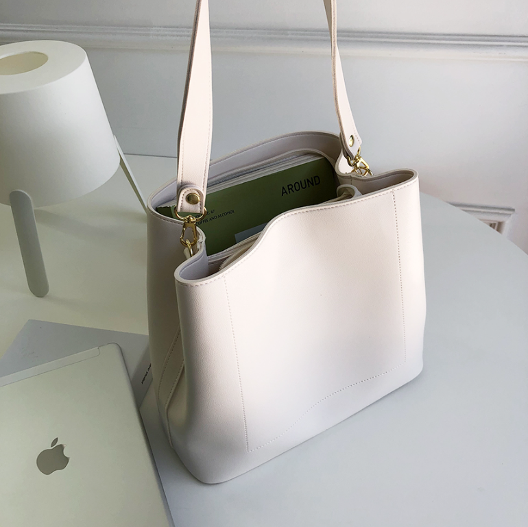 レザー調ジップアップDリング無地ショルダーバッグストラップセット(バックルあり) | 詳細画像15