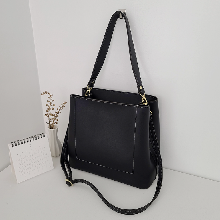 レザー調ジップアップDリング無地ショルダーバッグストラップセット(バックルあり) | 詳細画像17